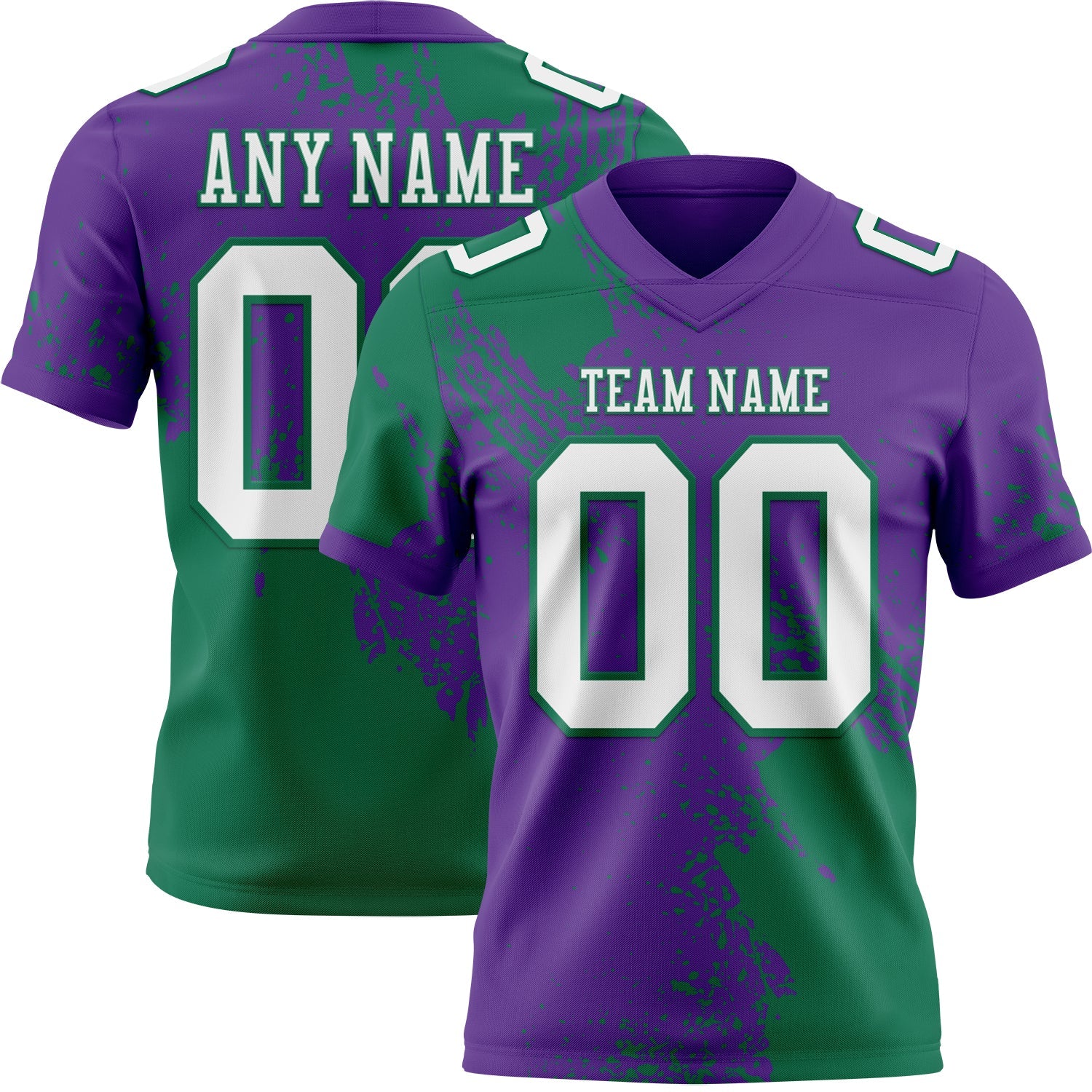 Custom Purple White-Kelly Green 3D Pattern Abstract Brush Stroke Authentic Football Jersey - Main View