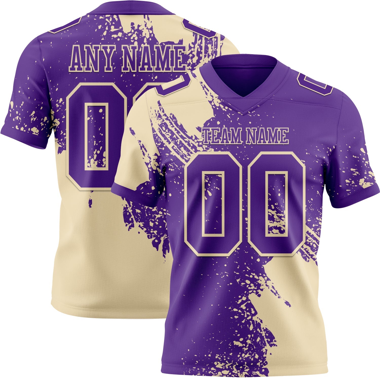 Custom Purple Cream 3D Pattern Abstract Brush Stroke Authentic Football Jersey - Main View