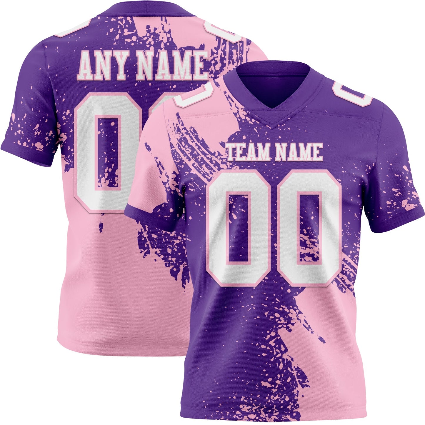 Custom Purple White-Light Pink 3D Pattern Abstract Brush Stroke Authentic Football Jersey - Main View