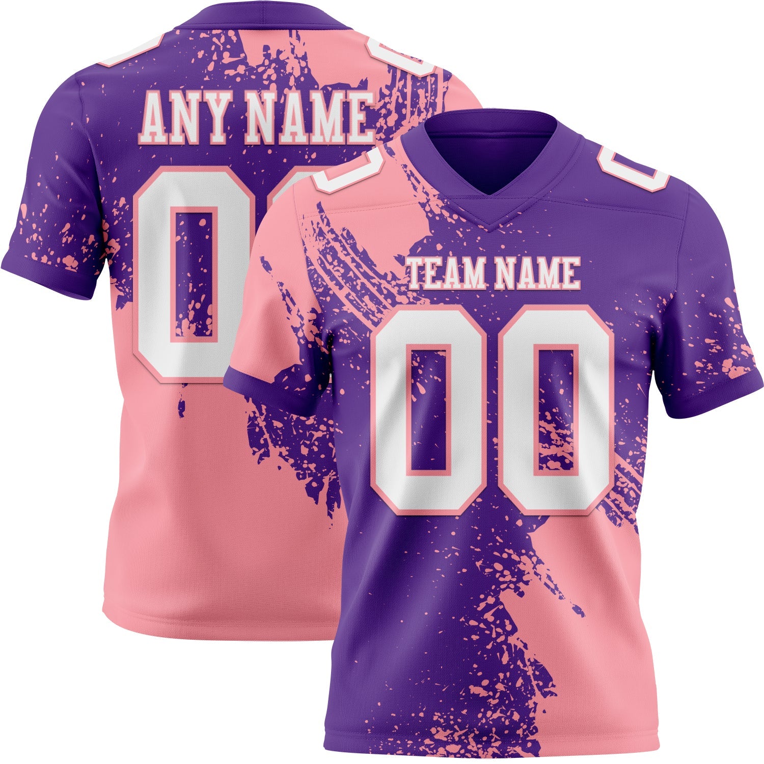 Custom Purple White-Medium Pink 3D Pattern Abstract Brush Stroke Authentic Football Jersey - Main View