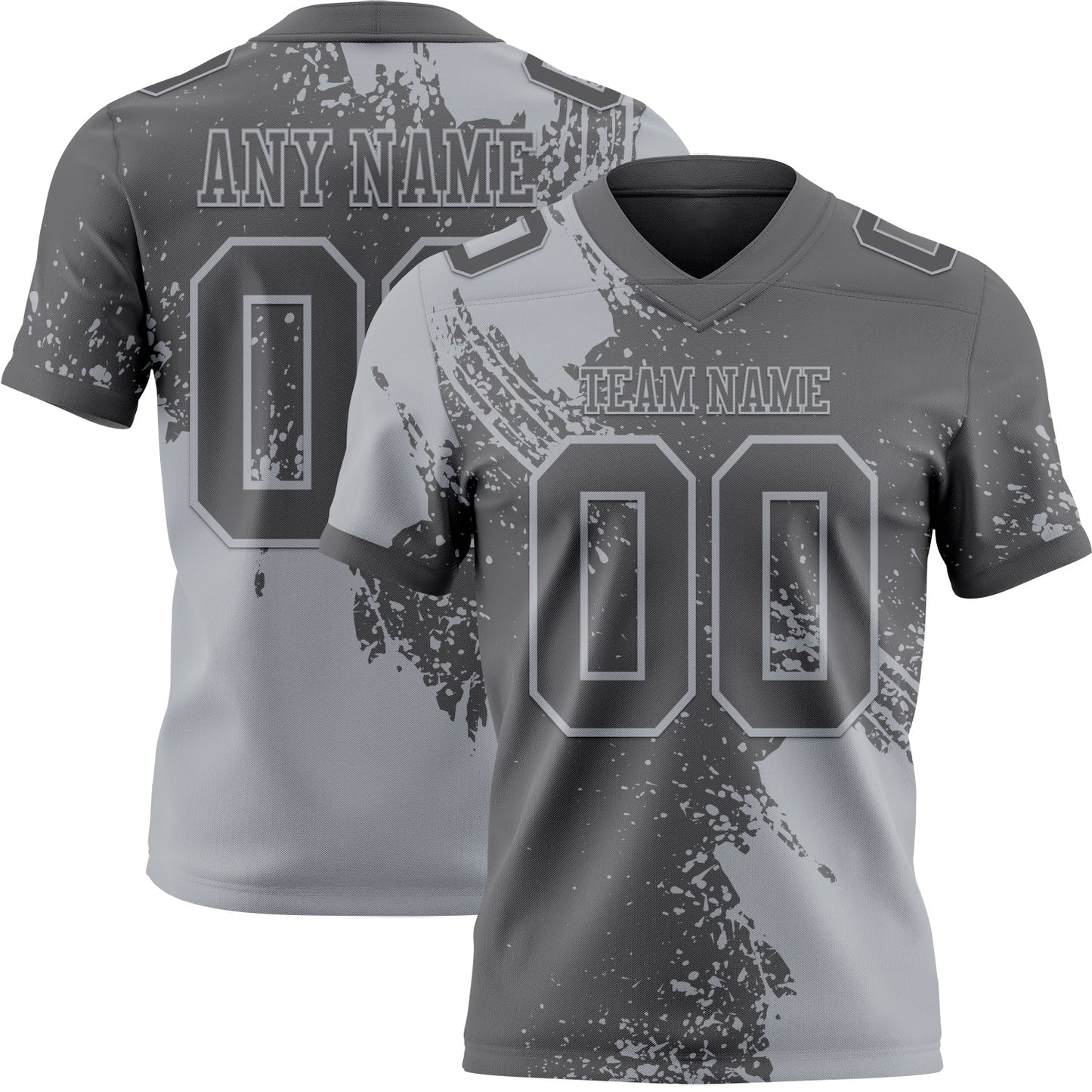 Custom Steel Gray Gray 3D Pattern Abstract Brush Stroke Authentic Football Jersey - Main View