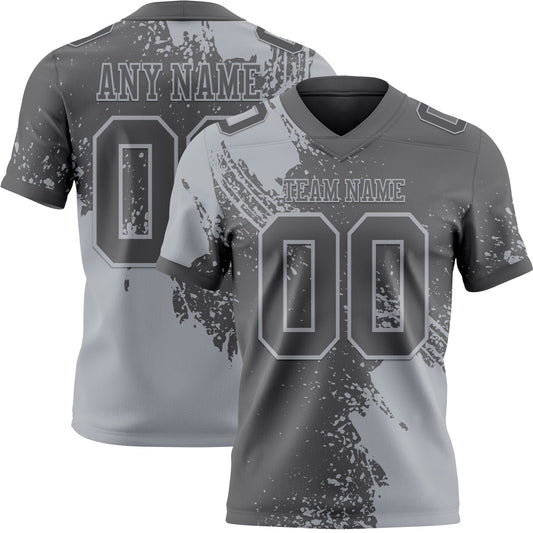 Custom Steel Gray Gray 3D Pattern Abstract Brush Stroke Authentic Football Jersey - Main View