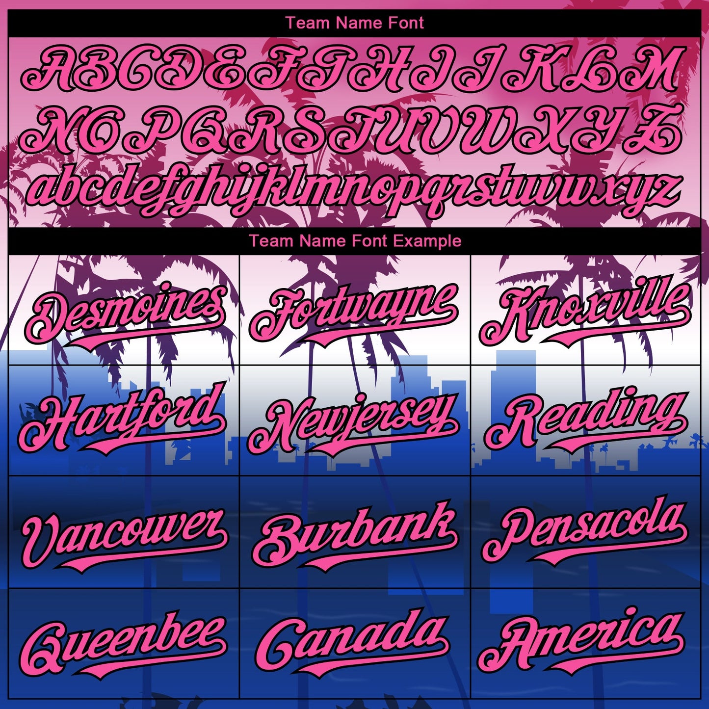 Custom Pink Blue Black-White Gradient Miami Palm Trees City Edition Authentic Baseball Jersey view 4