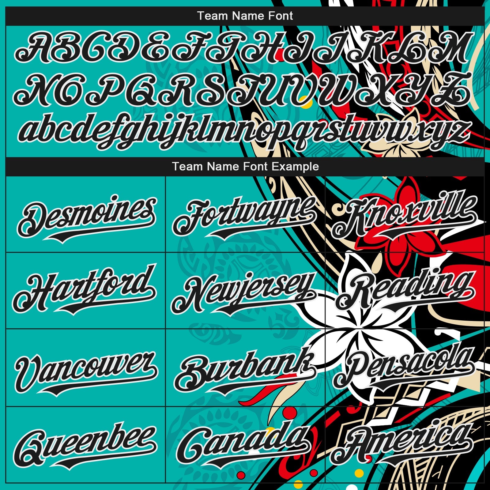 Custom Teal Black-White Hawaii Flower Authentic Baseball Jersey view 4