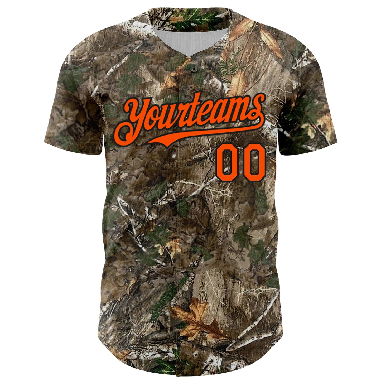 Custom Camo Orange-Black Woodland Camo Authentic Salute To Service Authentic Baseball Jersey view 2