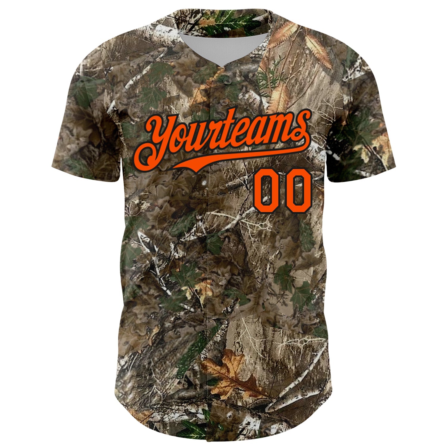 Custom Camo Orange-Black Woodland Camo Authentic Salute To Service Authentic Baseball Jersey view 2