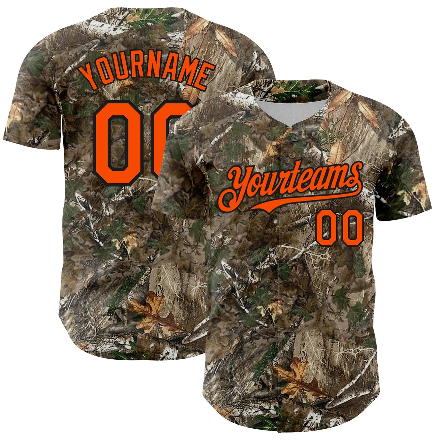 Custom Camo Orange-Black Woodland Camo Authentic Salute To Service Authentic Baseball Jersey - Main View