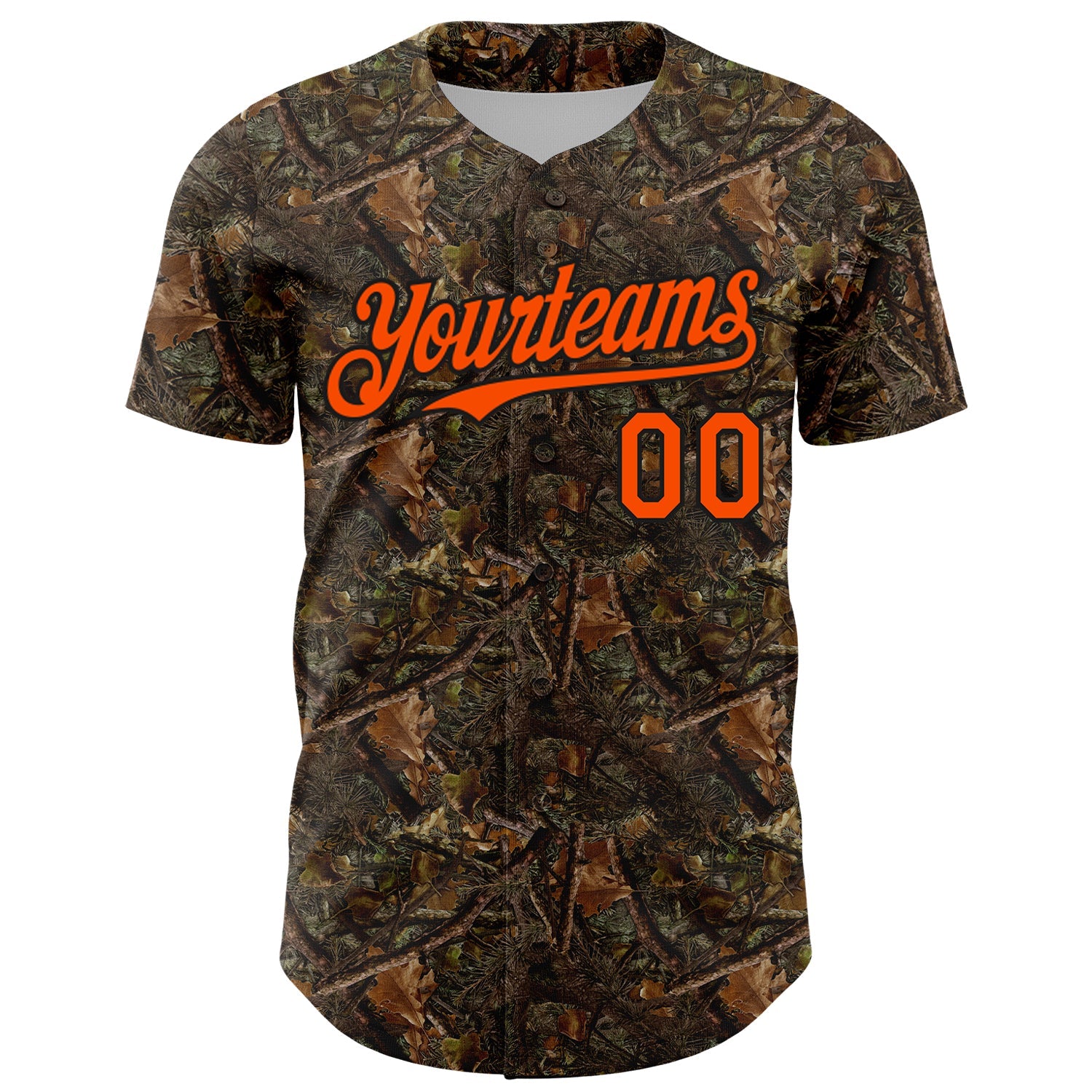 Custom Camo Orange-Black Woodland Camo Authentic Salute To Service Authentic Baseball Jersey view 2