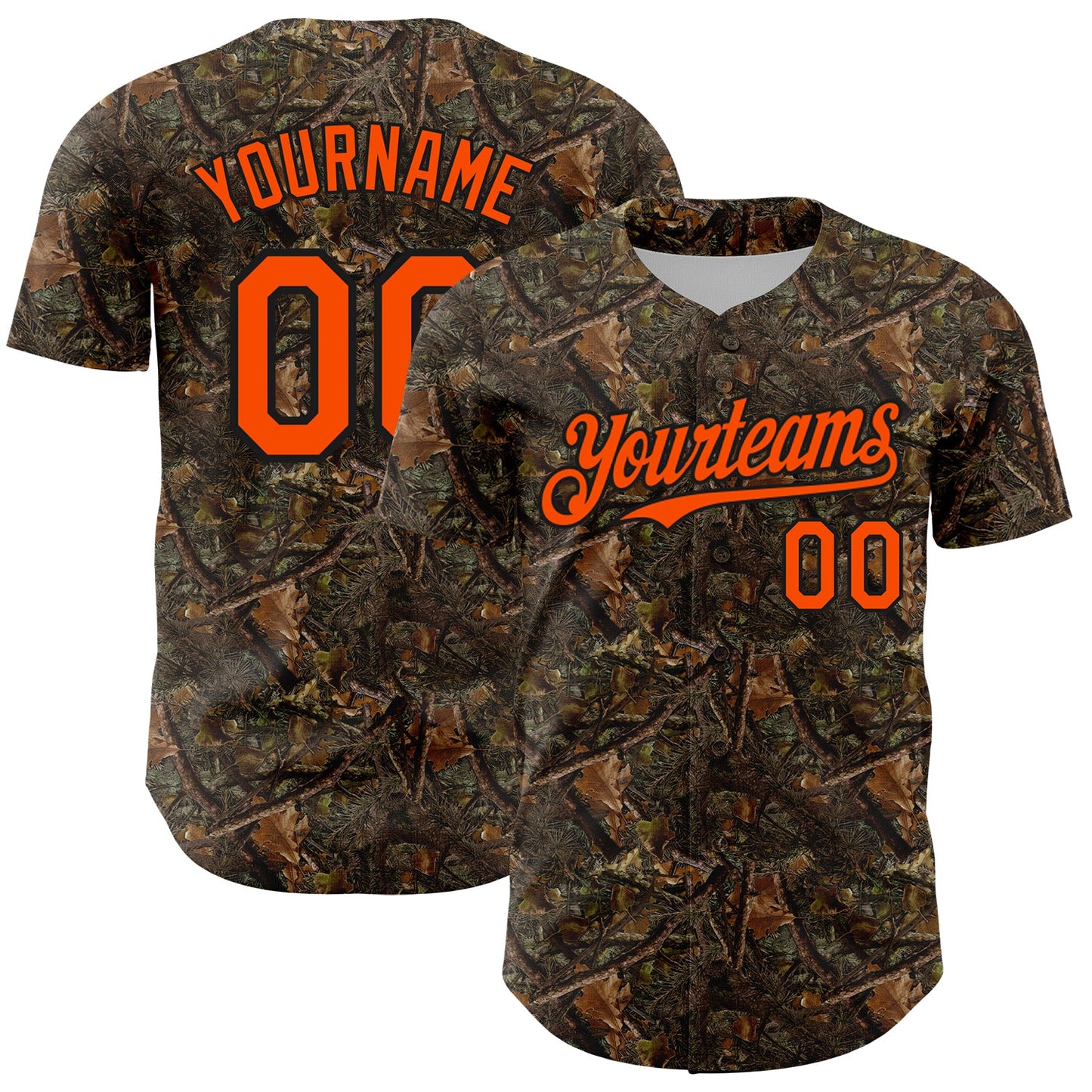 Custom Camo Orange-Black Woodland Camo Authentic Salute To Service Authentic Baseball Jersey - Main View