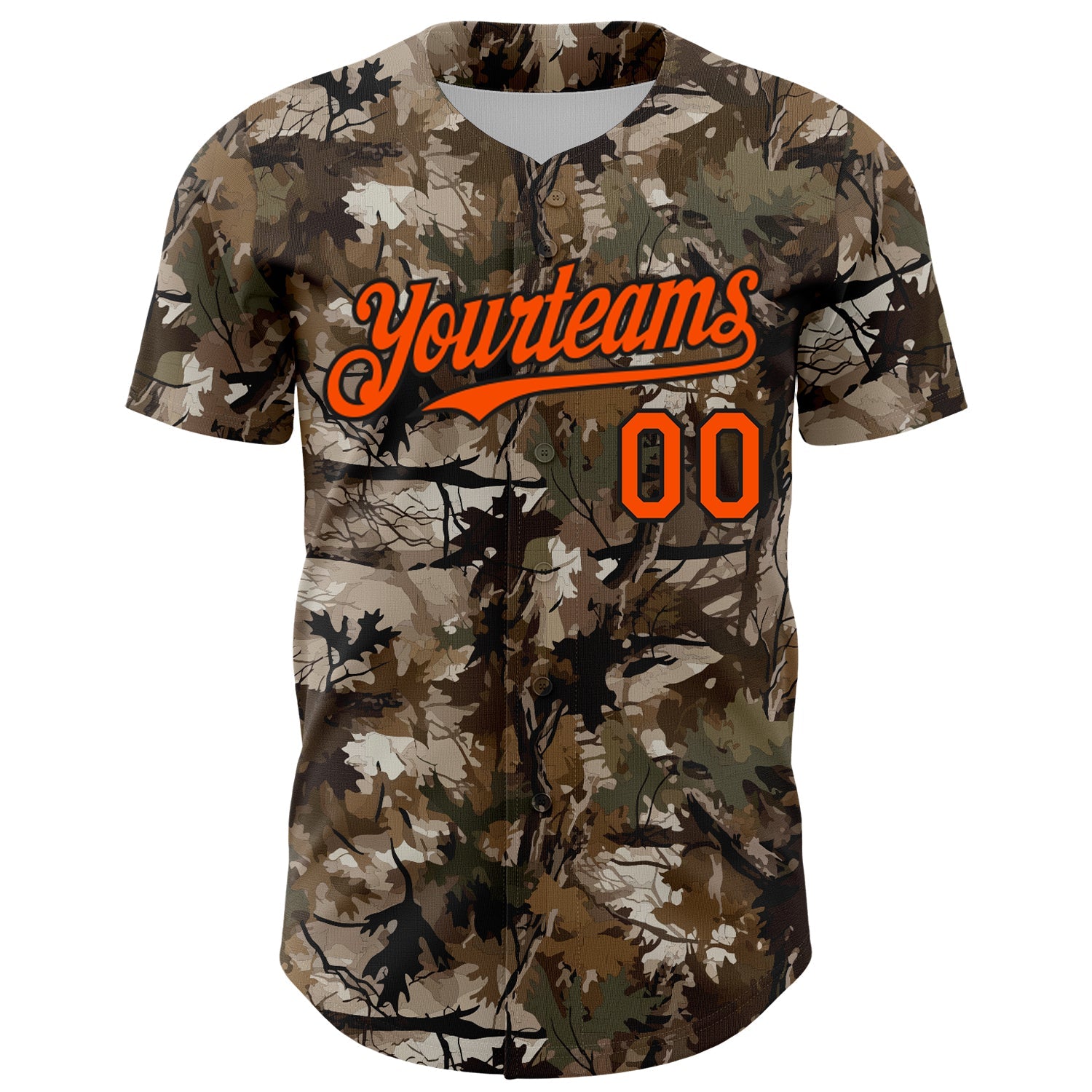 Custom Camo Orange-Black Woodland Camo Authentic Salute To Service Authentic Baseball Jersey view 2