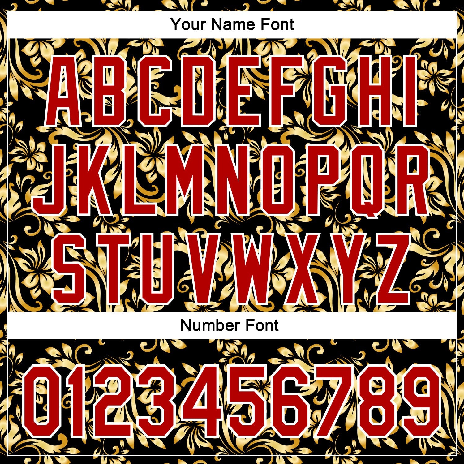 Custom Stitched Black Red-White 3D Pattern Design Golden Subtle Floral Sports Pullover Sweatshirt Hoodie view 4
