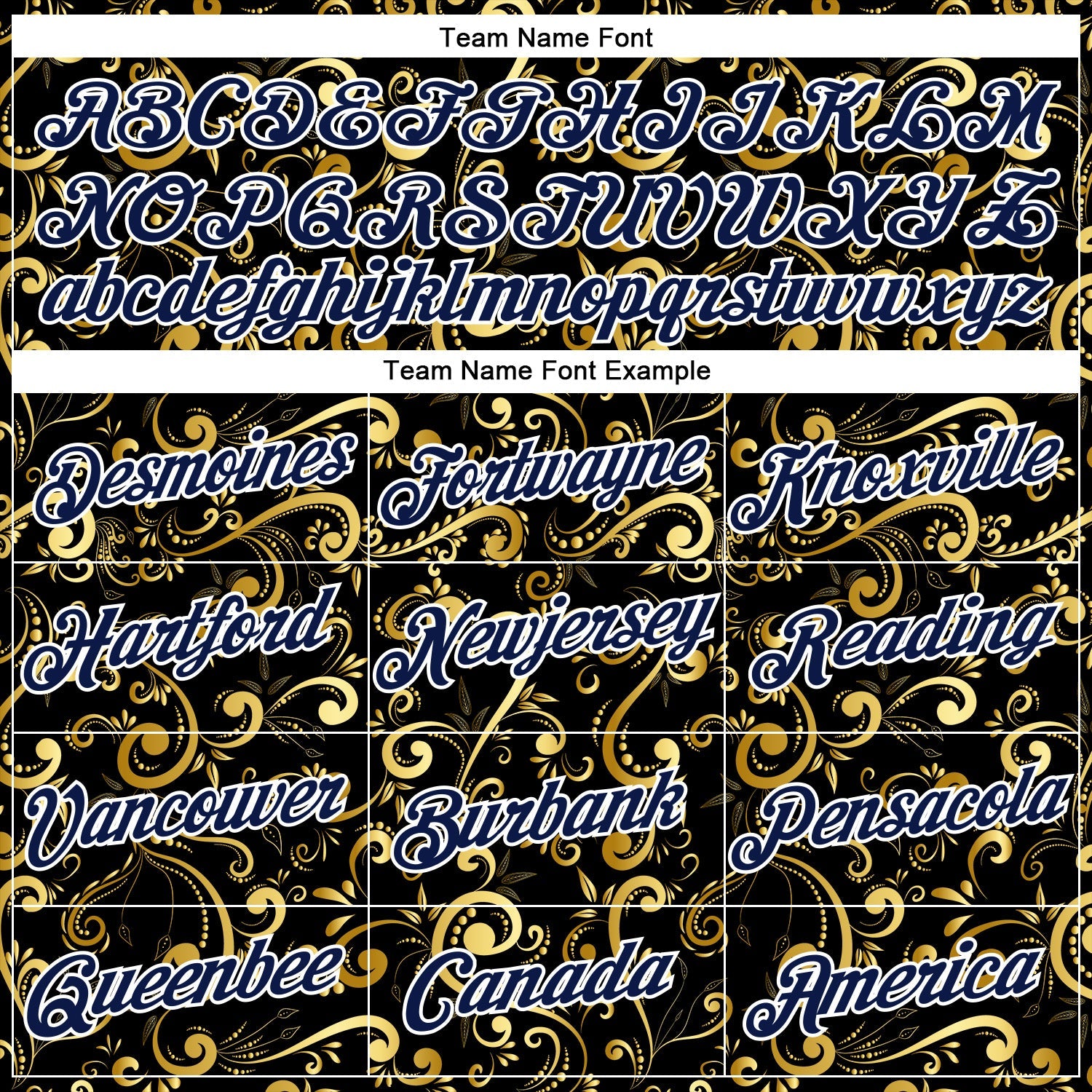 Custom Stitched Black Navy-White 3D Pattern Design Golden Subtle Floral Sports Pullover Sweatshirt Hoodie view 3