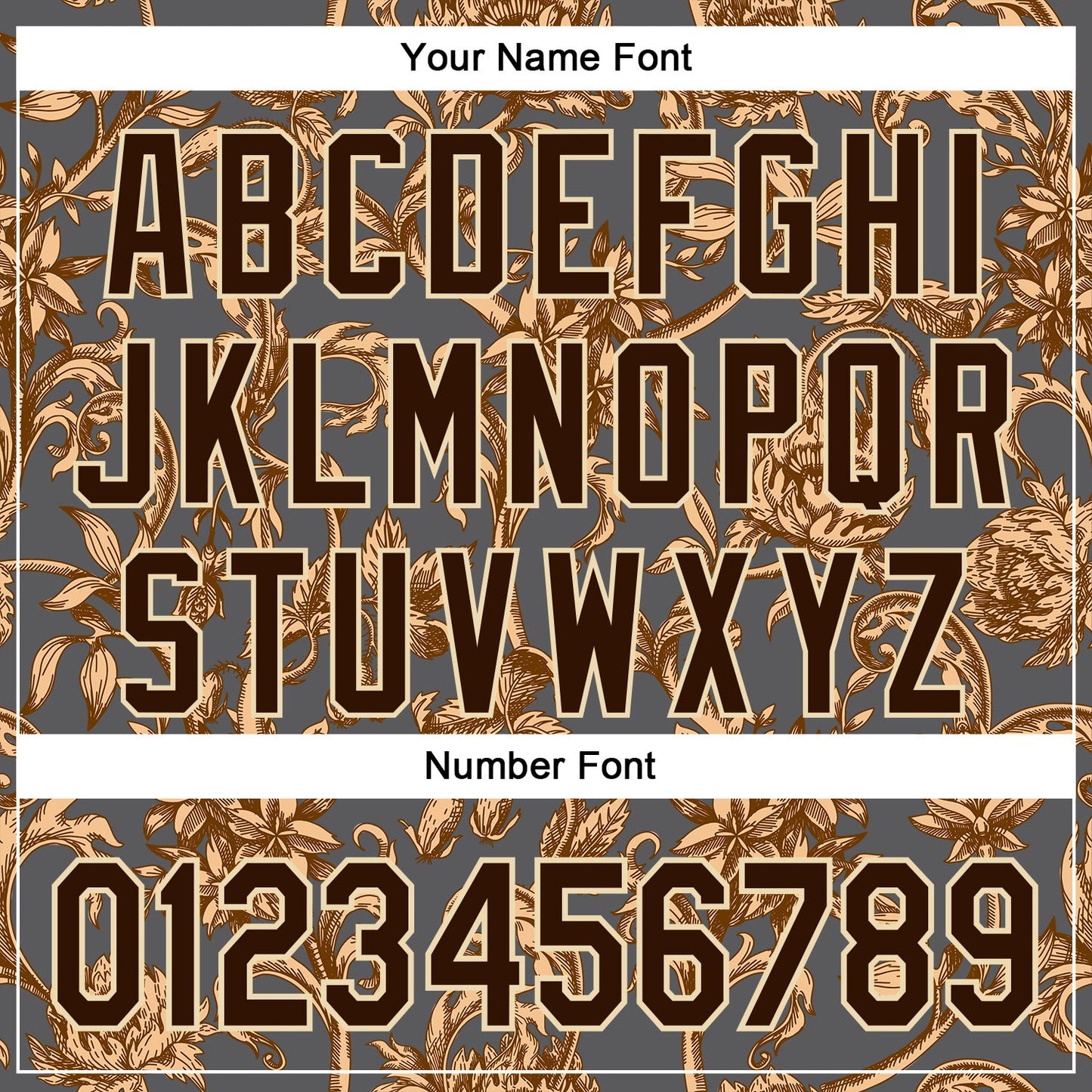 Custom Stitched Steel Gray Brown-Cream 3D Pattern Design Golden Subtle Floral Sports Pullover Sweatshirt Hoodie view 4