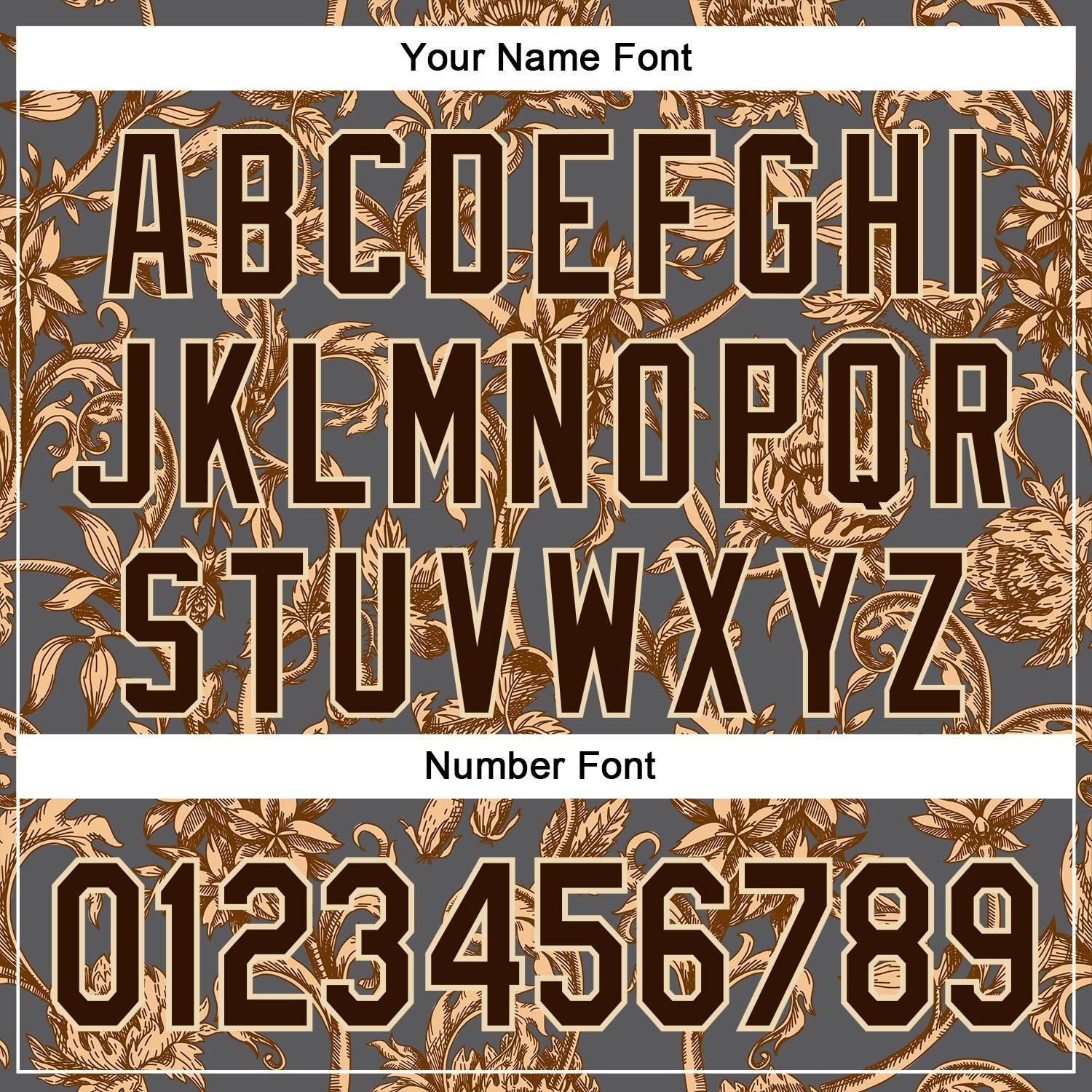 Custom Stitched Steel Gray Brown-Cream 3D Pattern Design Golden Subtle Floral Sports Pullover Sweatshirt Hoodie view 4