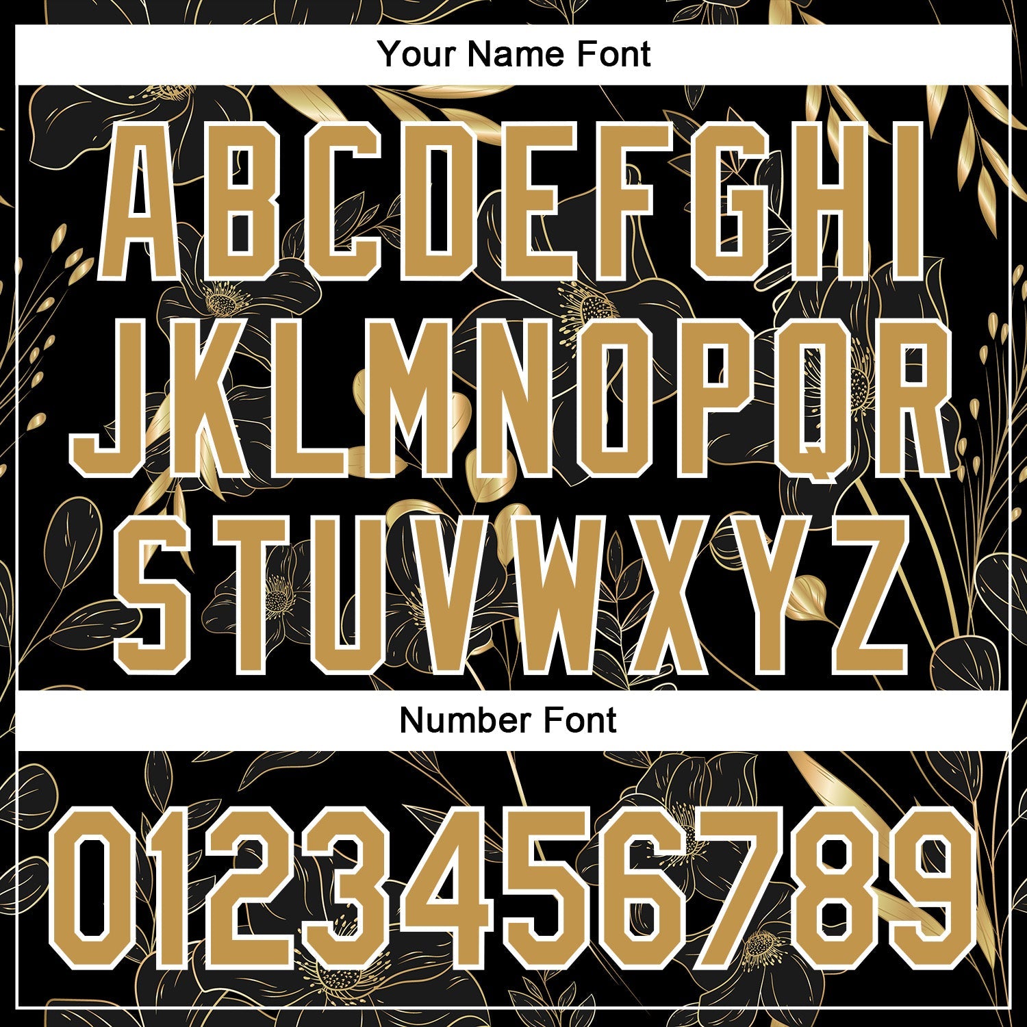 Custom Stitched Black Old Gold-White 3D Pattern Design Golden Subtle Floral Sports Pullover Sweatshirt Hoodie view 4