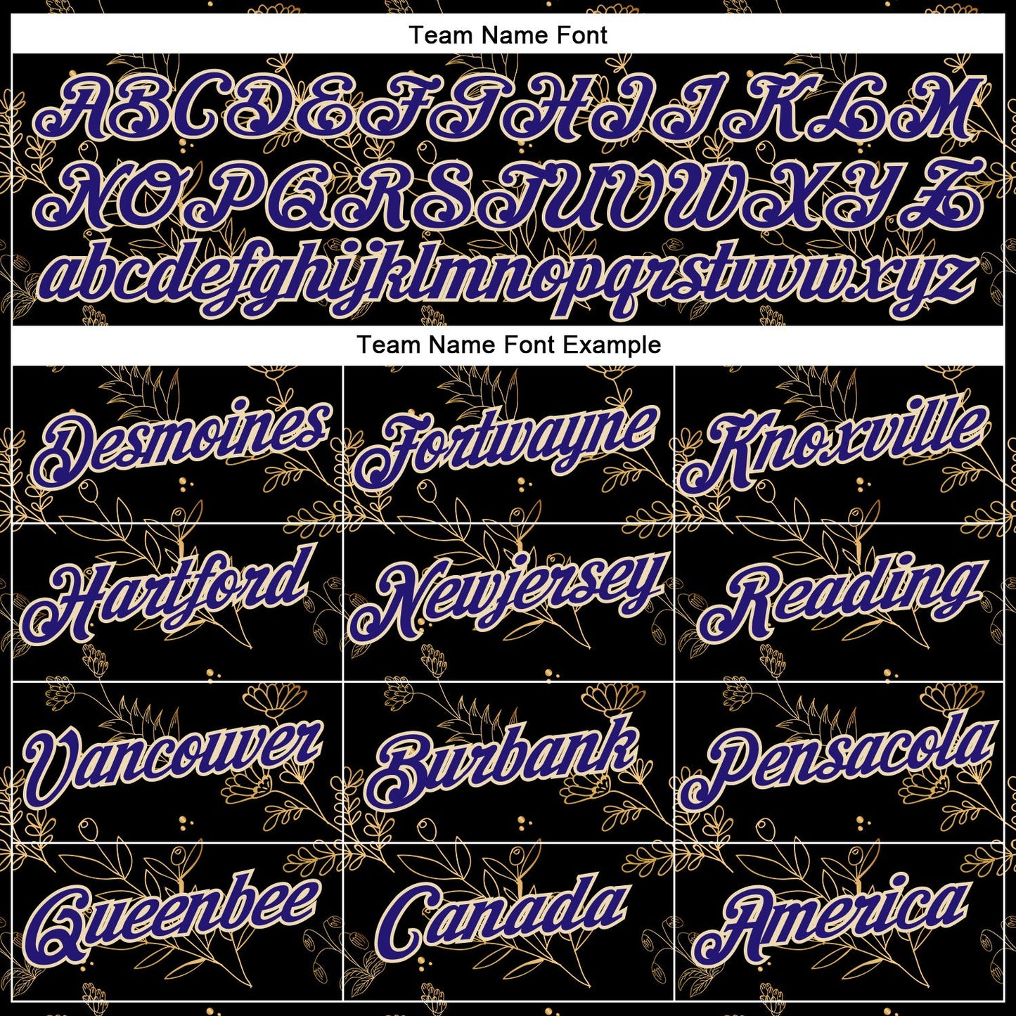 Custom Stitched Black Dark Purple-Cream 3D Pattern Design Golden Subtle Floral Sports Pullover Sweatshirt Hoodie view 3