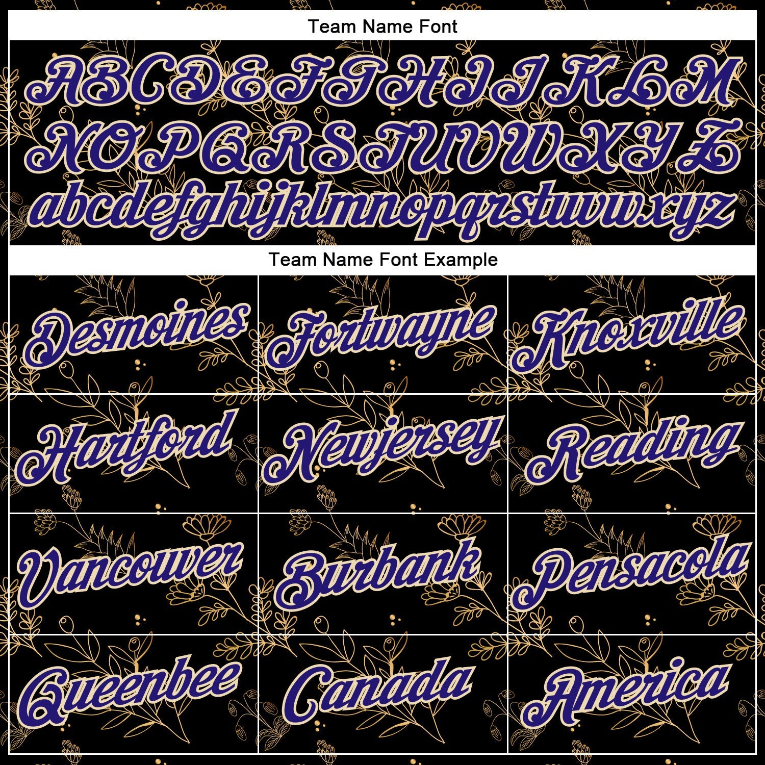 Custom Stitched Black Dark Purple-Cream 3D Pattern Design Golden Subtle Floral Sports Pullover Sweatshirt Hoodie view 3