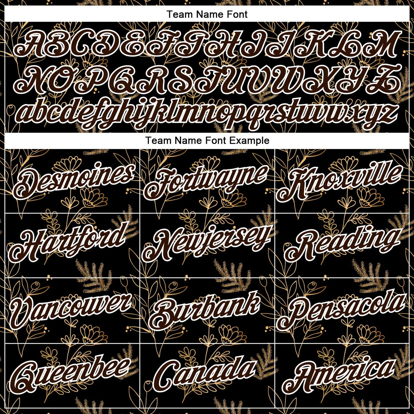 Custom Stitched Black Brown-White 3D Pattern Design Golden Subtle Floral Sports Pullover Sweatshirt Hoodie view 3