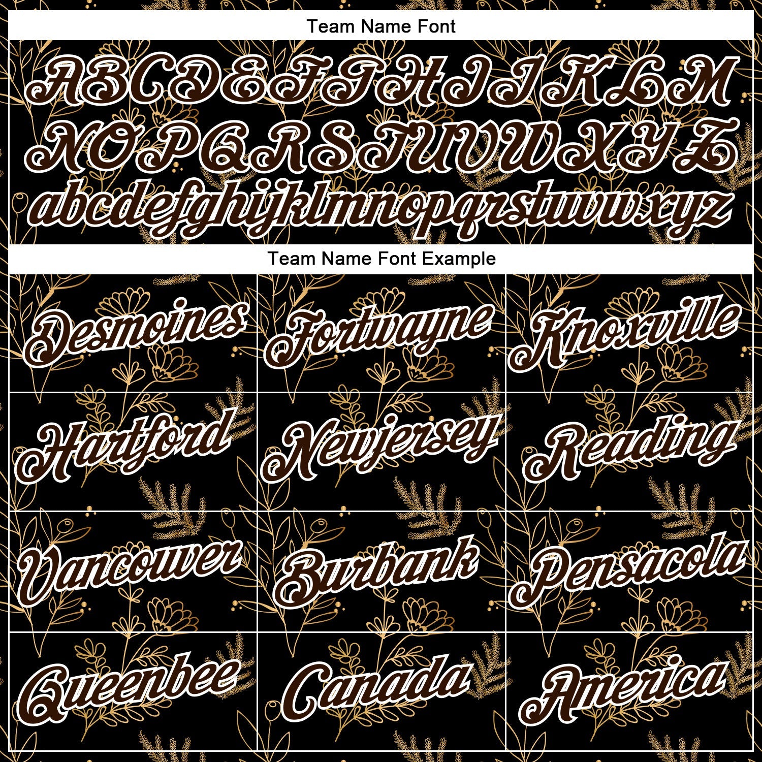 Custom Stitched Black Brown-White 3D Pattern Design Golden Subtle Floral Sports Pullover Sweatshirt Hoodie view 3