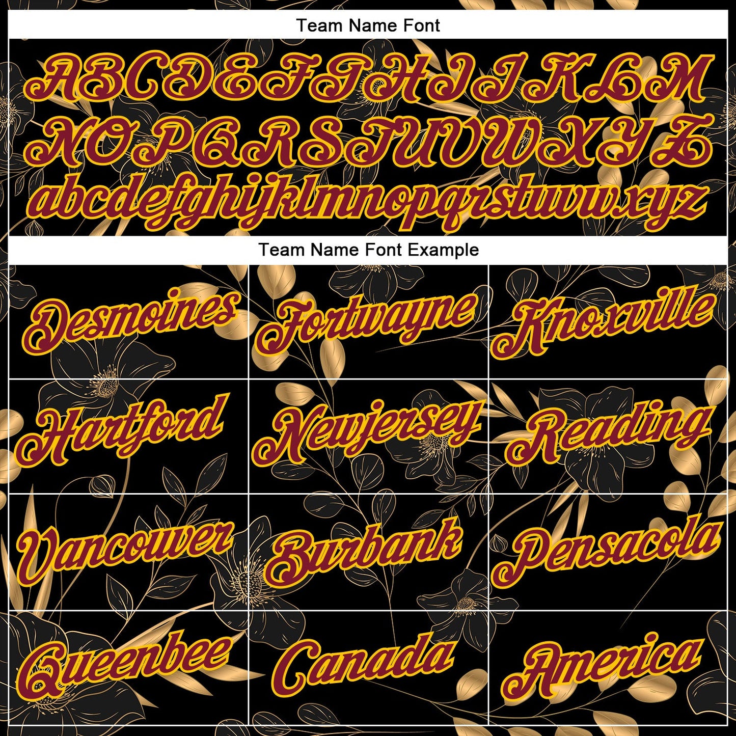 Custom Stitched Black Crimson-Yellow 3D Pattern Design Golden Subtle Floral Sports Pullover Sweatshirt Hoodie view 3