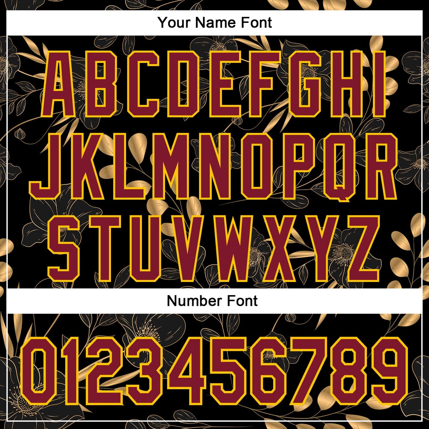 Custom Stitched Black Crimson-Yellow 3D Pattern Design Golden Subtle Floral Sports Pullover Sweatshirt Hoodie view 4