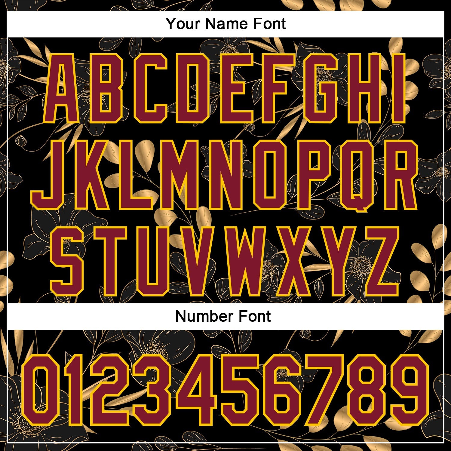 Custom Stitched Black Crimson-Yellow 3D Pattern Design Golden Subtle Floral Sports Pullover Sweatshirt Hoodie view 4
