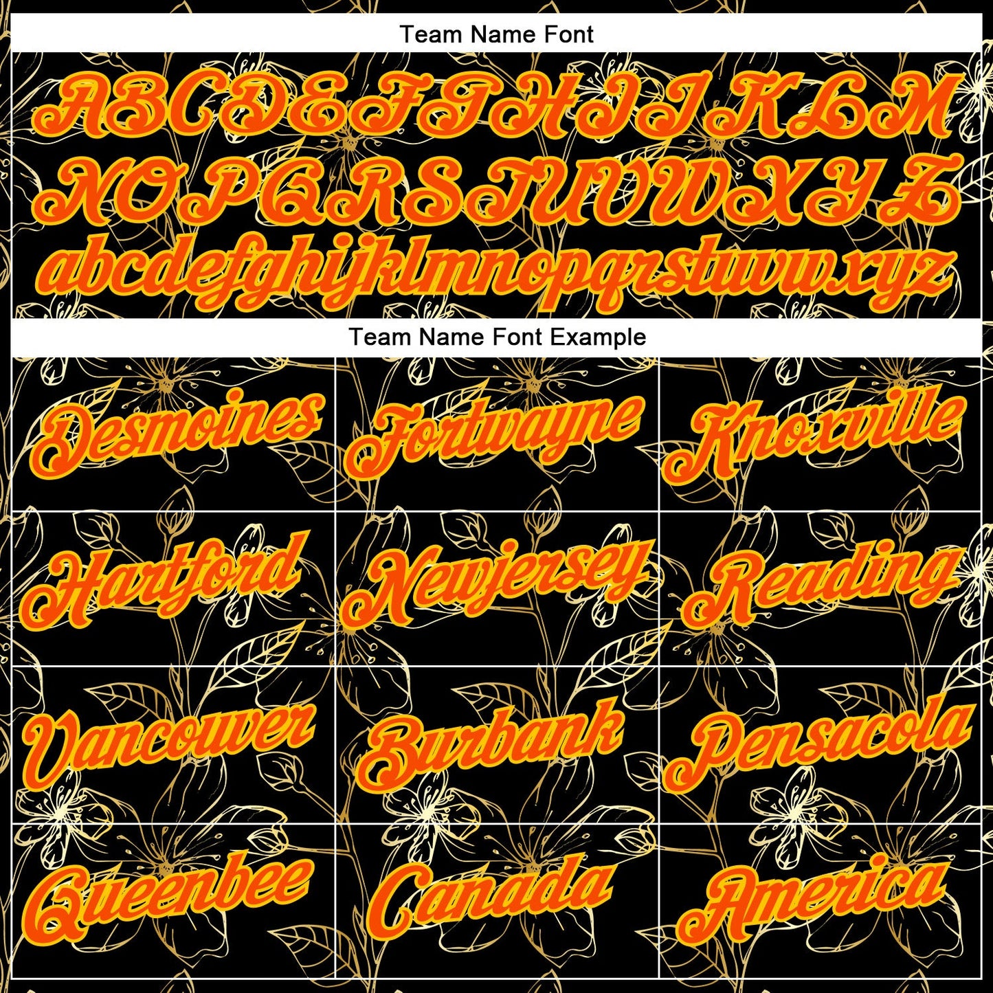Custom Stitched Black Orange-Yellow 3D Pattern Design Golden Subtle Floral Sports Pullover Sweatshirt Hoodie view 3