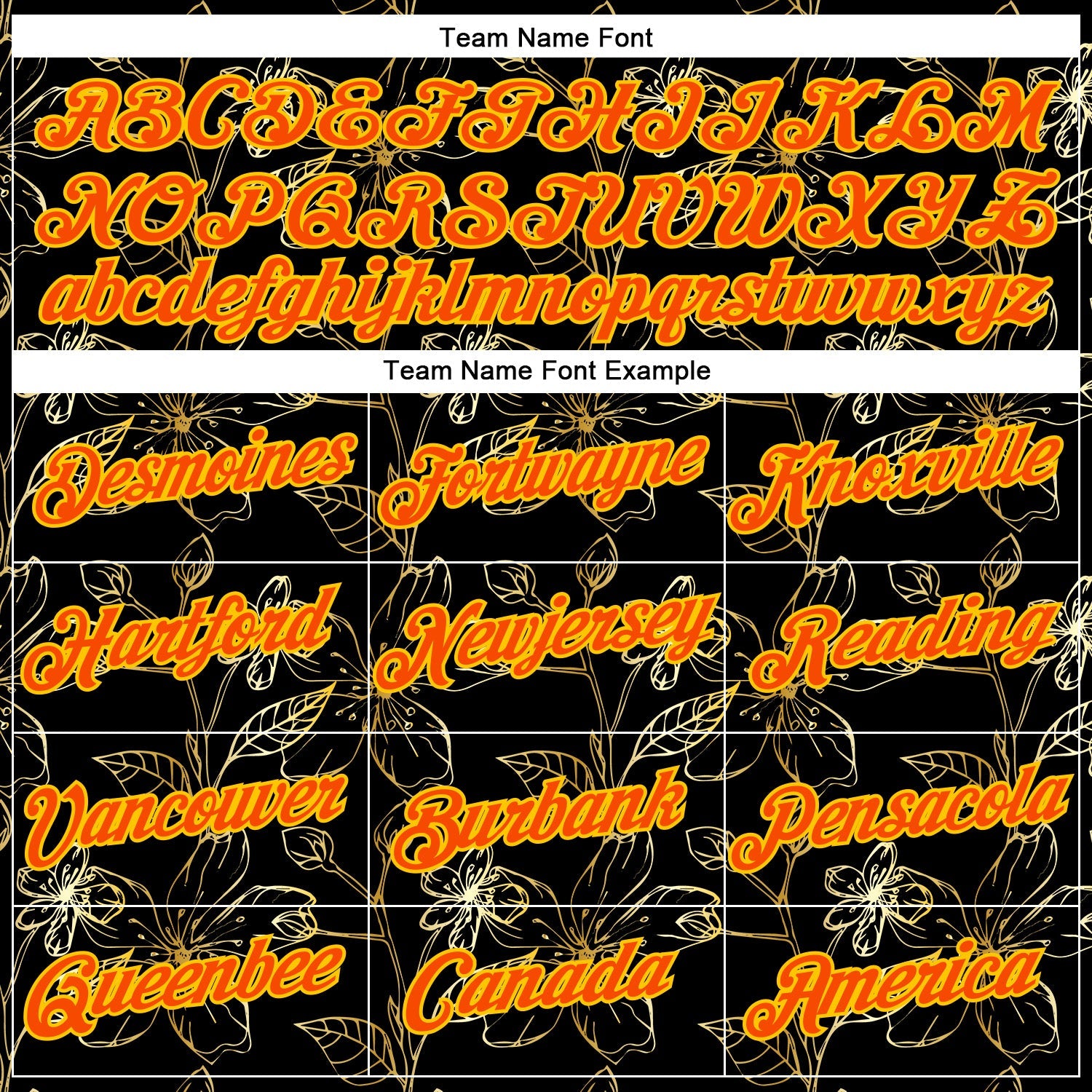 Custom Stitched Black Orange-Yellow 3D Pattern Design Golden Subtle Floral Sports Pullover Sweatshirt Hoodie view 3