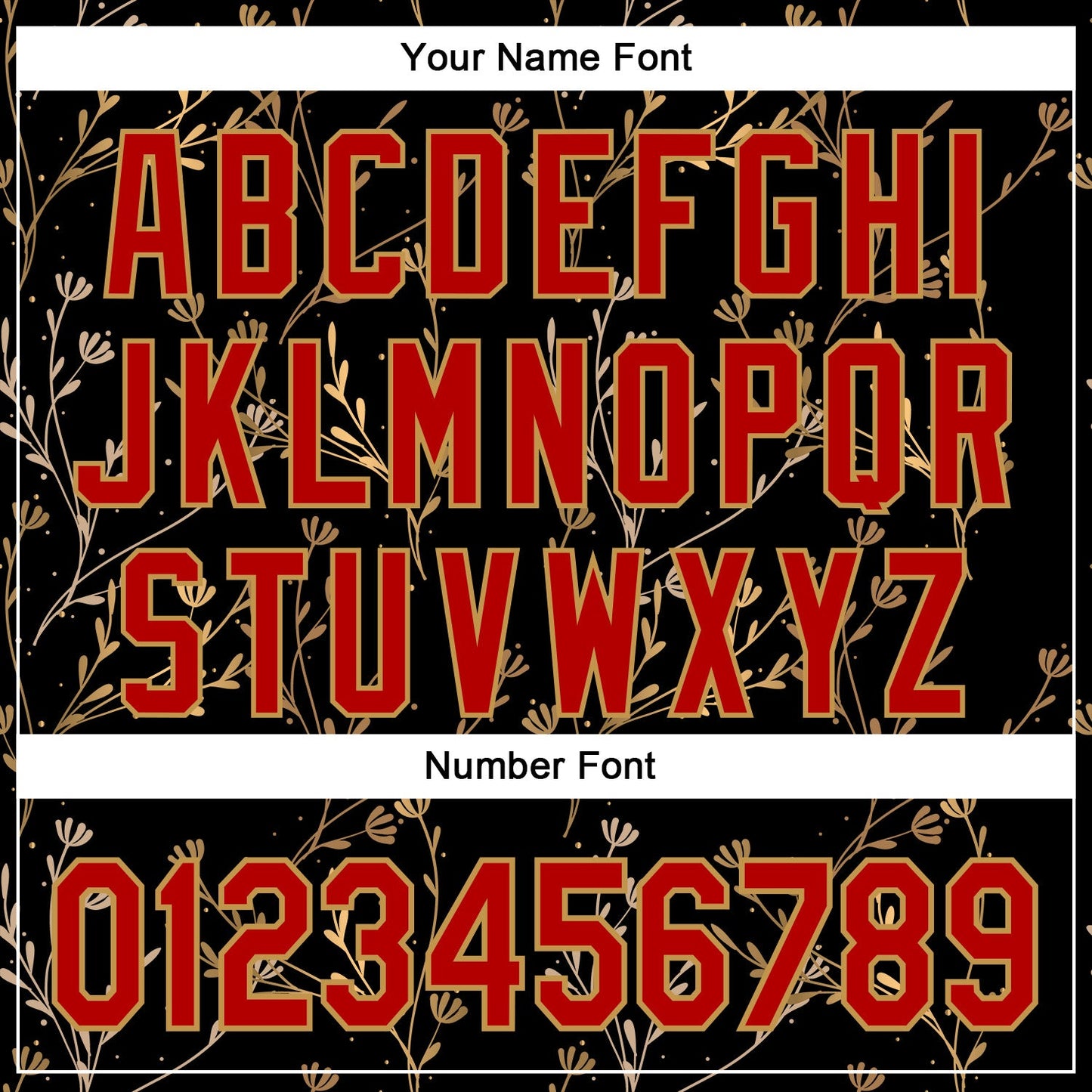 Custom Stitched Black Red-Old Gold 3D Pattern Design Golden Subtle Floral Sports Pullover Sweatshirt Hoodie view 4