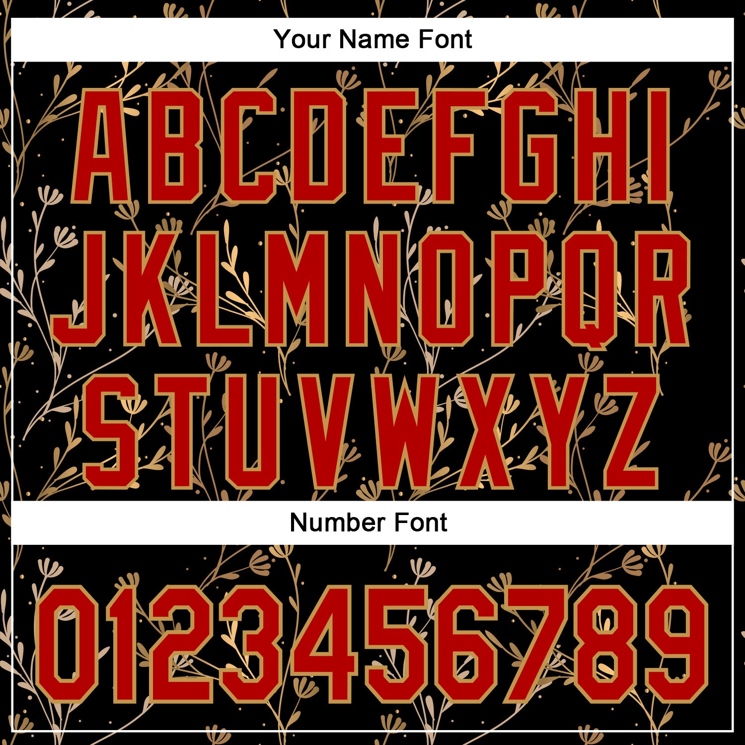 Custom Stitched Black Red-Old Gold 3D Pattern Design Golden Subtle Floral Sports Pullover Sweatshirt Hoodie view 4