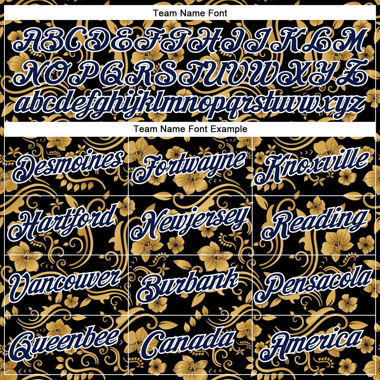 Custom Stitched Black Navy-White 3D Pattern Design Golden Subtle Floral Sports Pullover Sweatshirt Hoodie view 3