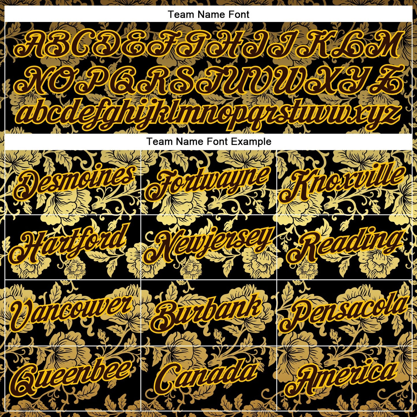 Custom Stitched Black Brown-Yellow 3D Pattern Design Golden Subtle Floral Sports Pullover Sweatshirt Hoodie view 3
