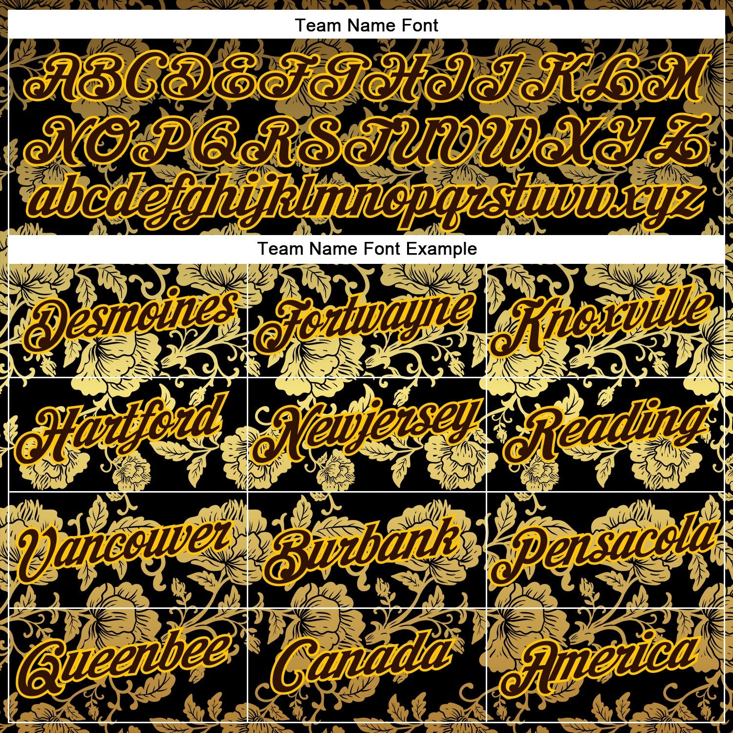 Custom Stitched Black Brown-Yellow 3D Pattern Design Golden Subtle Floral Sports Pullover Sweatshirt Hoodie view 3