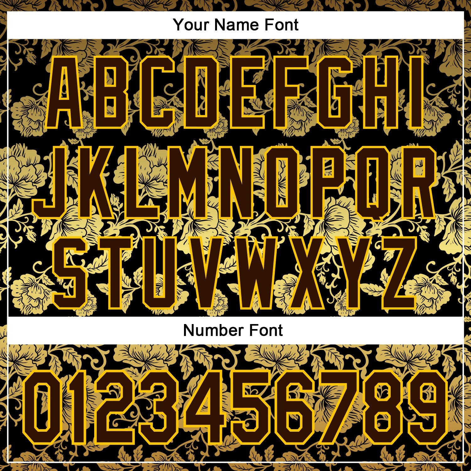 Custom Stitched Black Brown-Yellow 3D Pattern Design Golden Subtle Floral Sports Pullover Sweatshirt Hoodie view 4