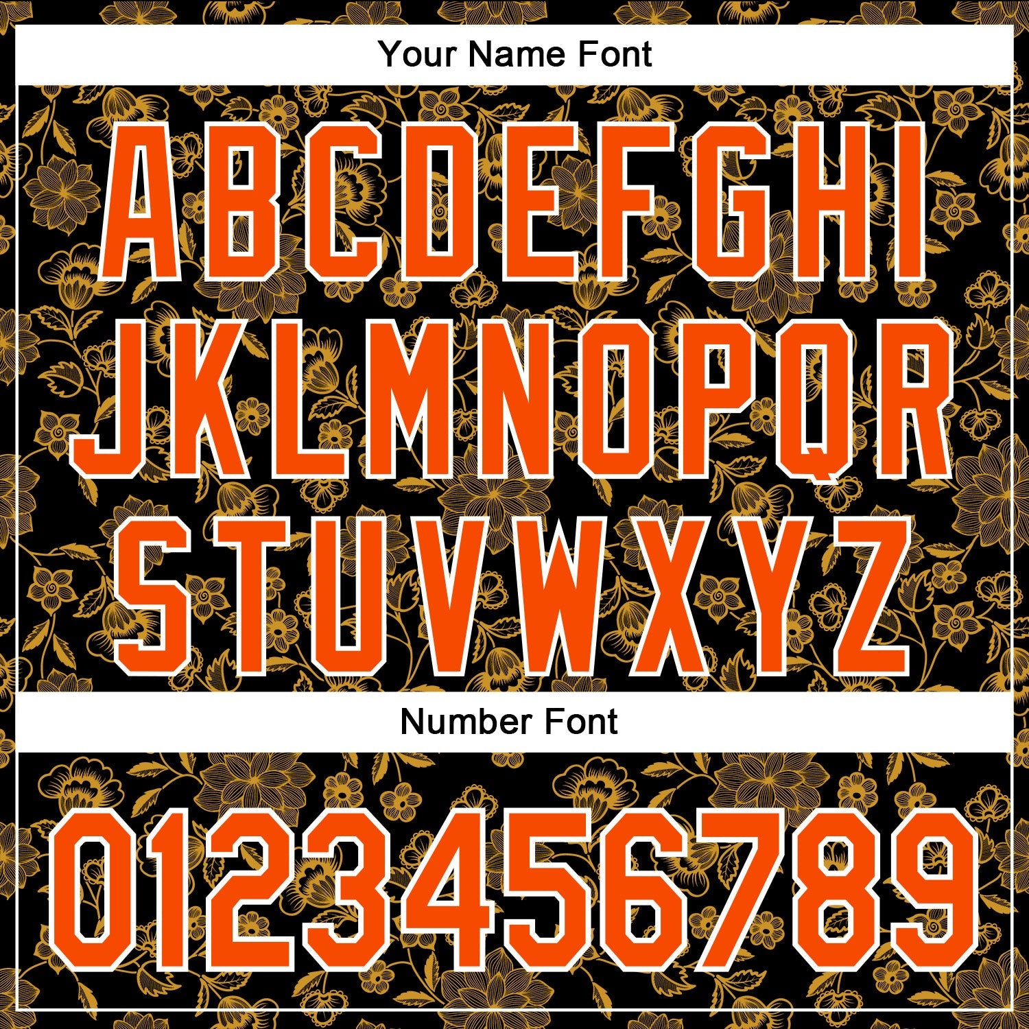 Custom Stitched Black Orange-White 3D Pattern Design Golden Subtle Floral Sports Pullover Sweatshirt Hoodie view 4