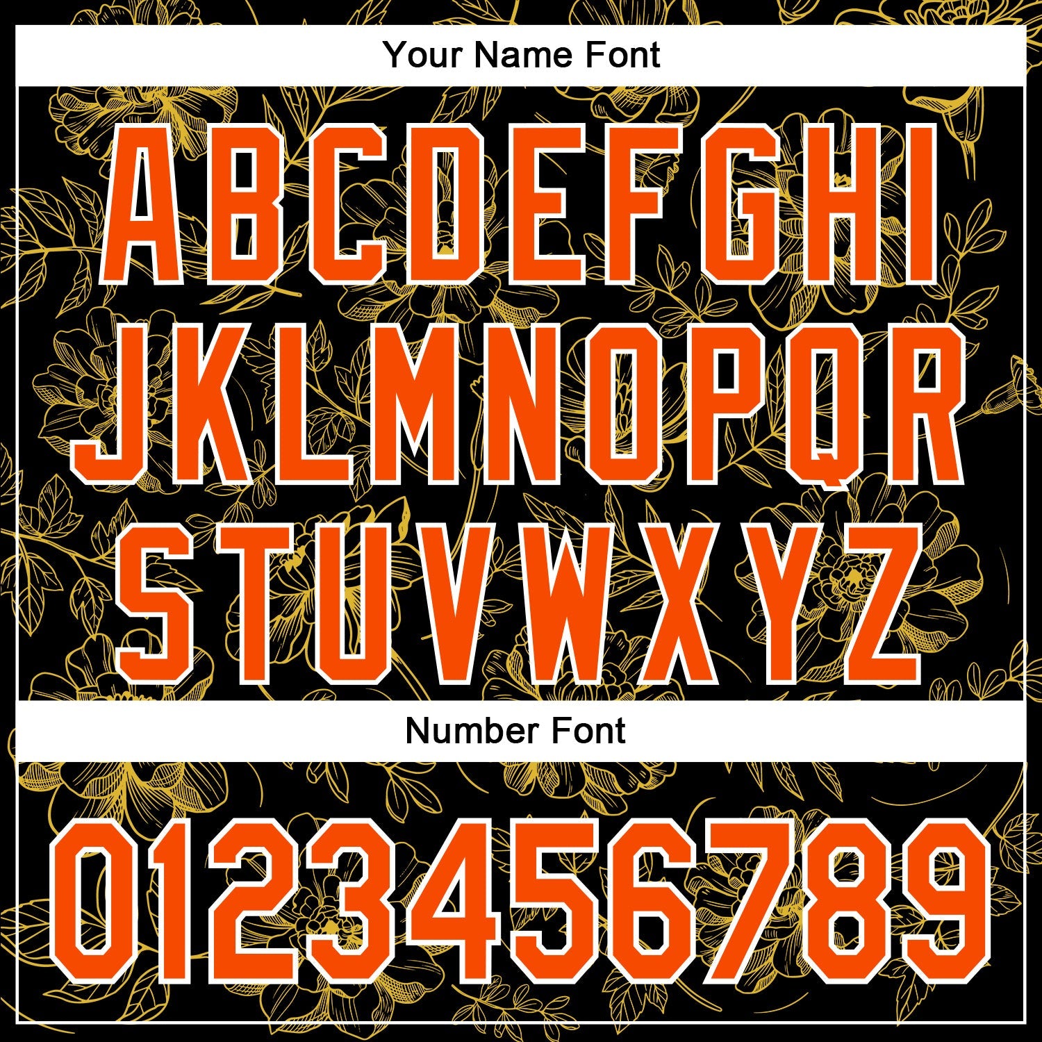 Custom Stitched Black Orange-White 3D Pattern Design Golden Subtle Floral Sports Pullover Sweatshirt Hoodie view 4