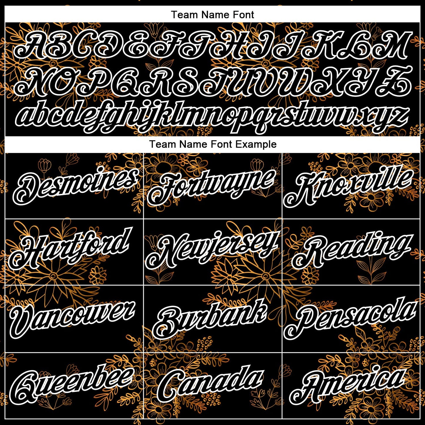 Custom Stitched Black White 3D Pattern Design Golden Subtle Floral Sports Pullover Sweatshirt Hoodie view 3