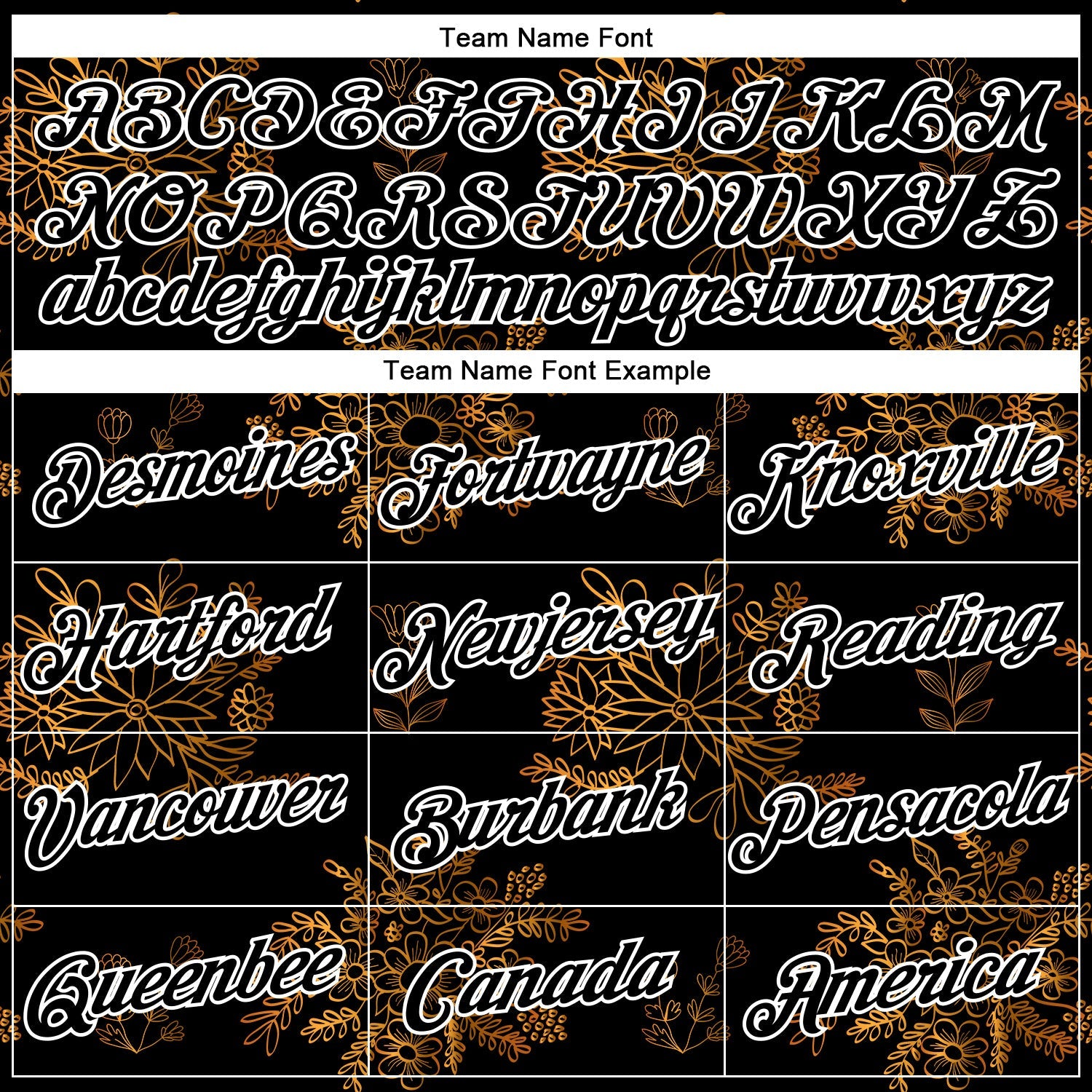 Custom Stitched Black White 3D Pattern Design Golden Subtle Floral Sports Pullover Sweatshirt Hoodie view 3