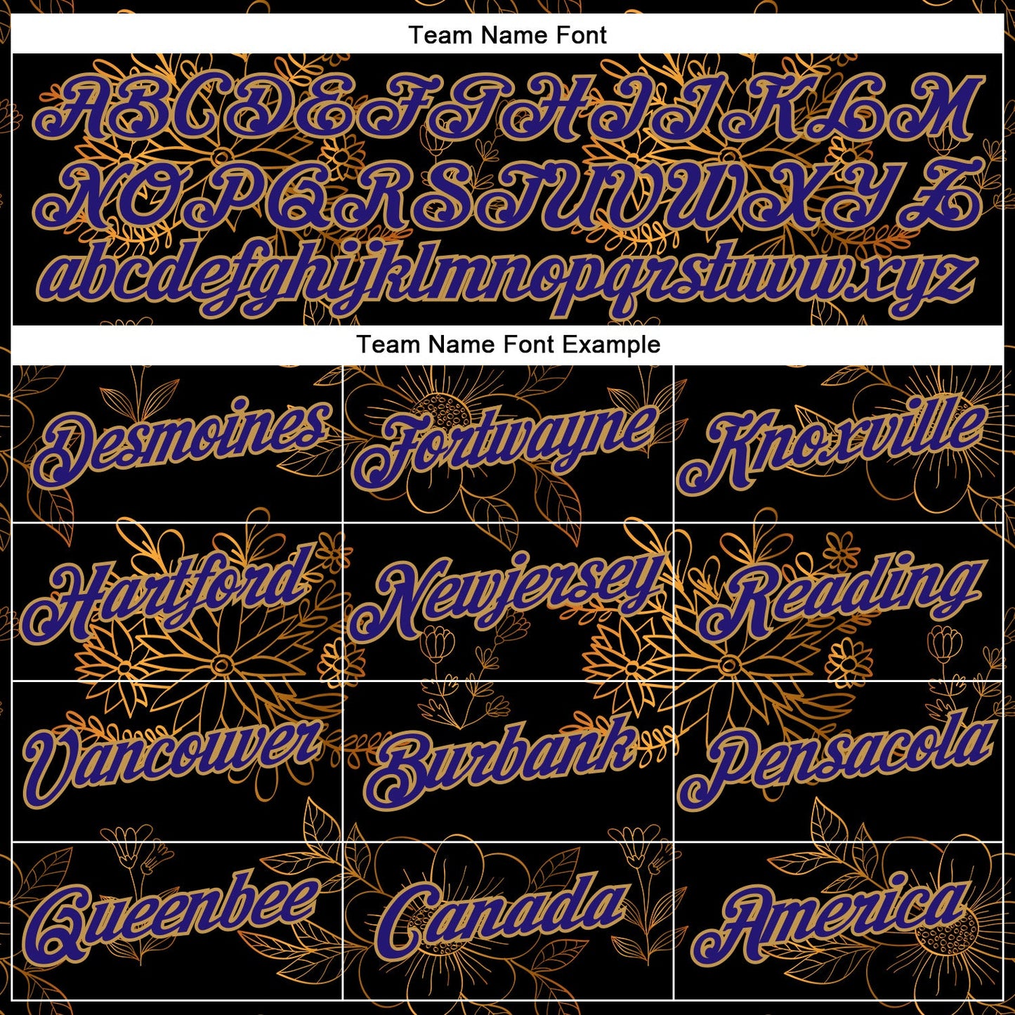 Custom Stitched Black Dark Purple-Old Gold 3D Pattern Design Golden Subtle Floral Sports Pullover Sweatshirt Hoodie view 3