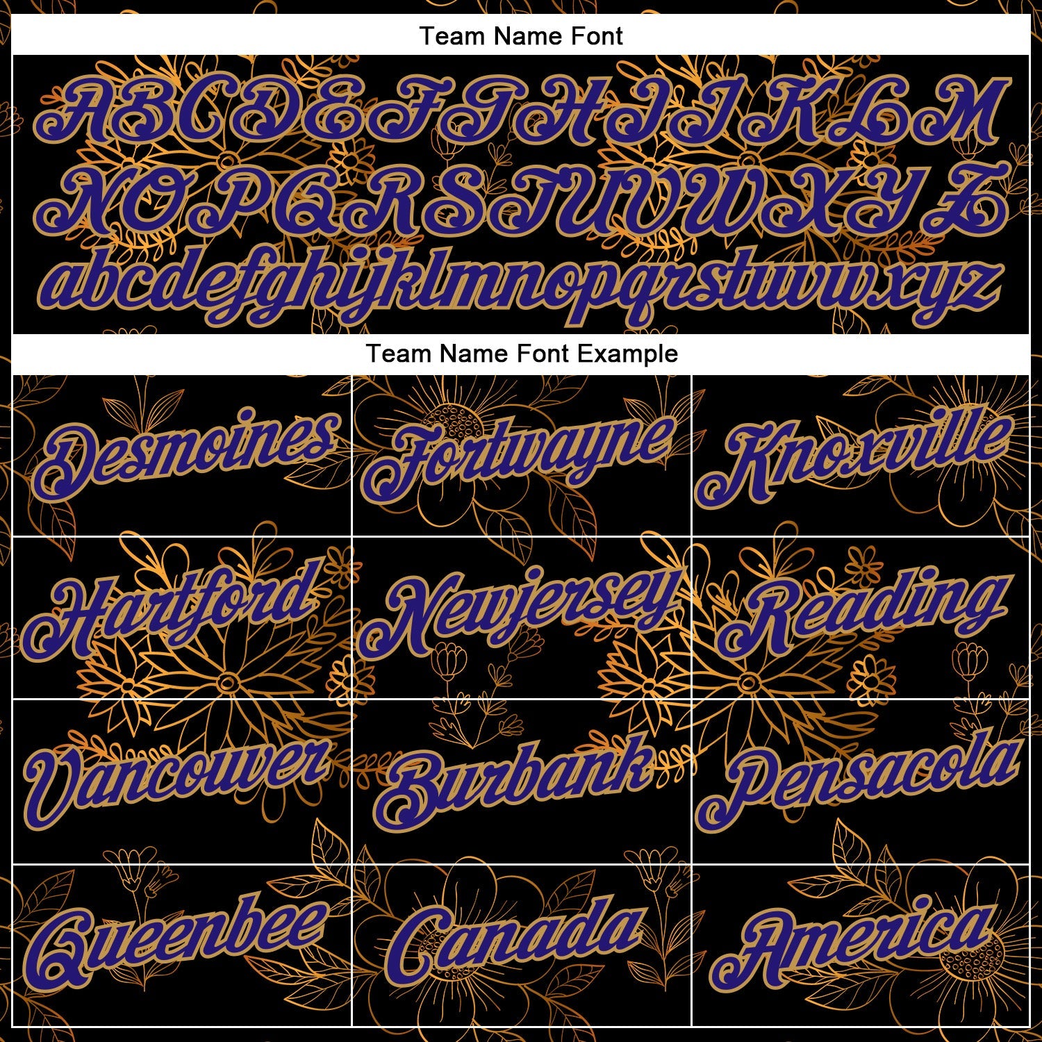 Custom Stitched Black Dark Purple-Old Gold 3D Pattern Design Golden Subtle Floral Sports Pullover Sweatshirt Hoodie view 3