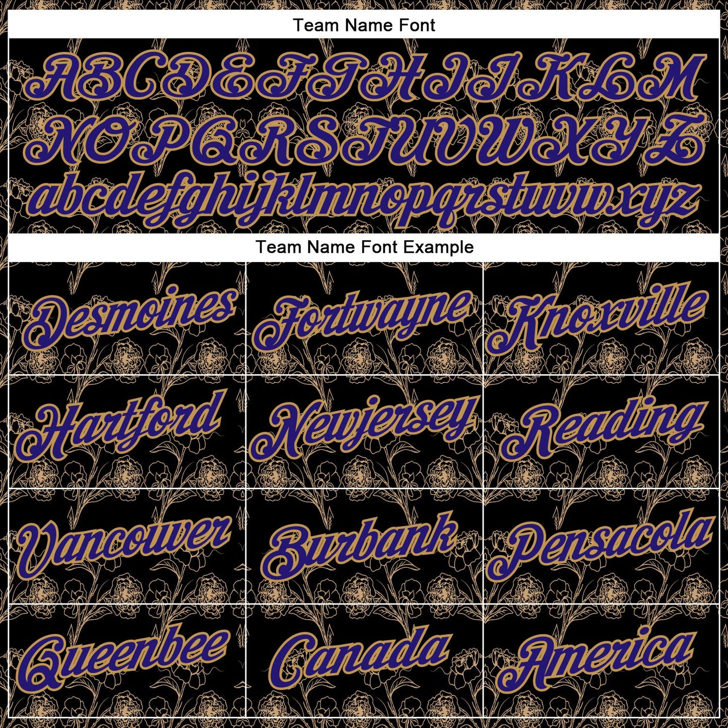 Custom Stitched Black Dark Purple-Old Gold 3D Pattern Design Golden Subtle Floral Sports Pullover Sweatshirt Hoodie view 3