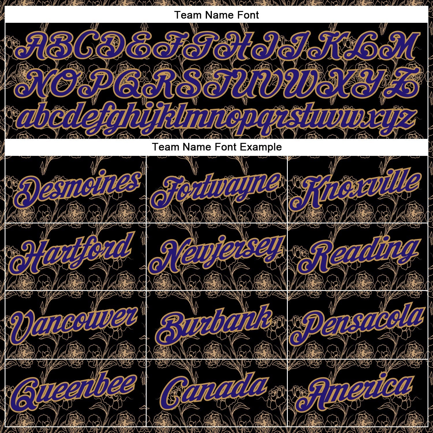 Custom Stitched Black Dark Purple-Old Gold 3D Pattern Design Golden Subtle Floral Sports Pullover Sweatshirt Hoodie view 3