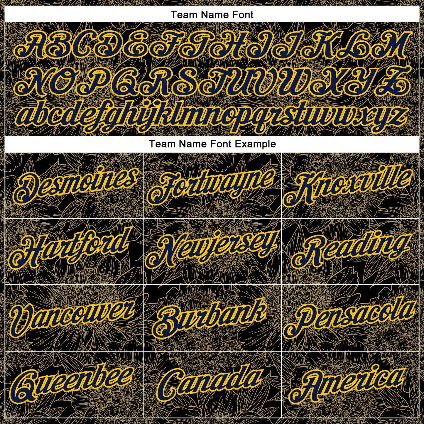 Custom Stitched Black Navy-Yellow 3D Pattern Design Golden Subtle Floral Sports Pullover Sweatshirt Hoodie view 3