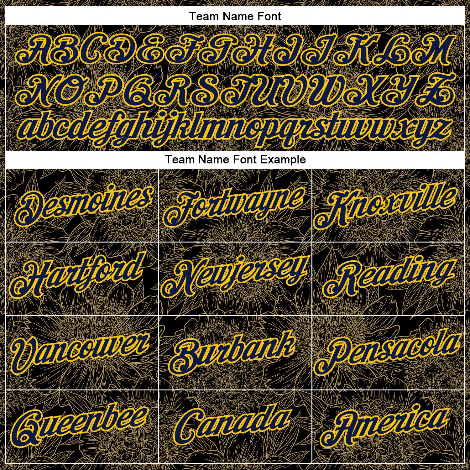 Custom Stitched Black Navy-Yellow 3D Pattern Design Golden Subtle Floral Sports Pullover Sweatshirt Hoodie view 3