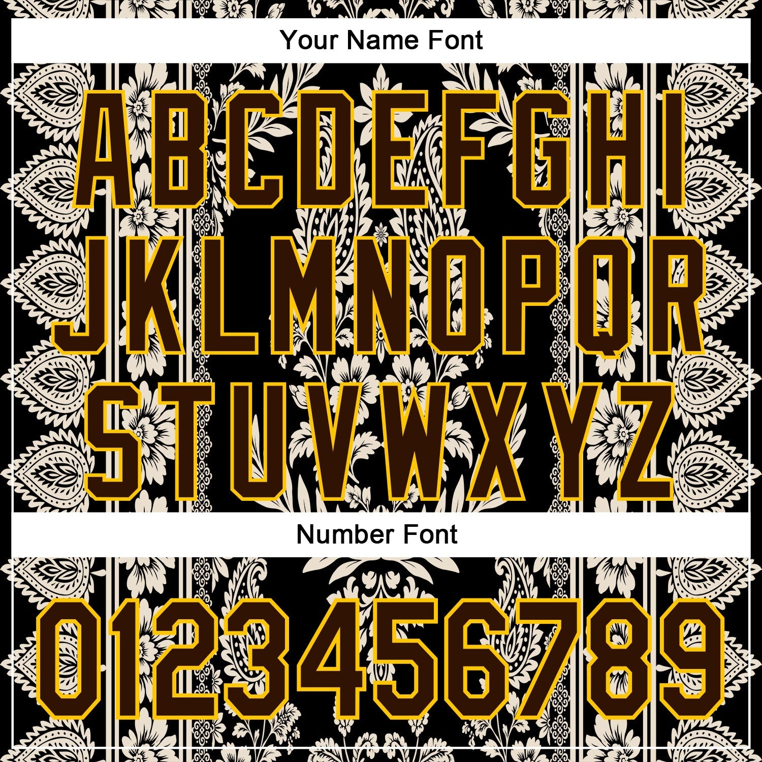 Custom Stitched Black Brown Cream-Yellow 3D Pattern Design Ethnic Paisley Floral Bandana Sports Pullover Sweatshirt Hoodie view 4