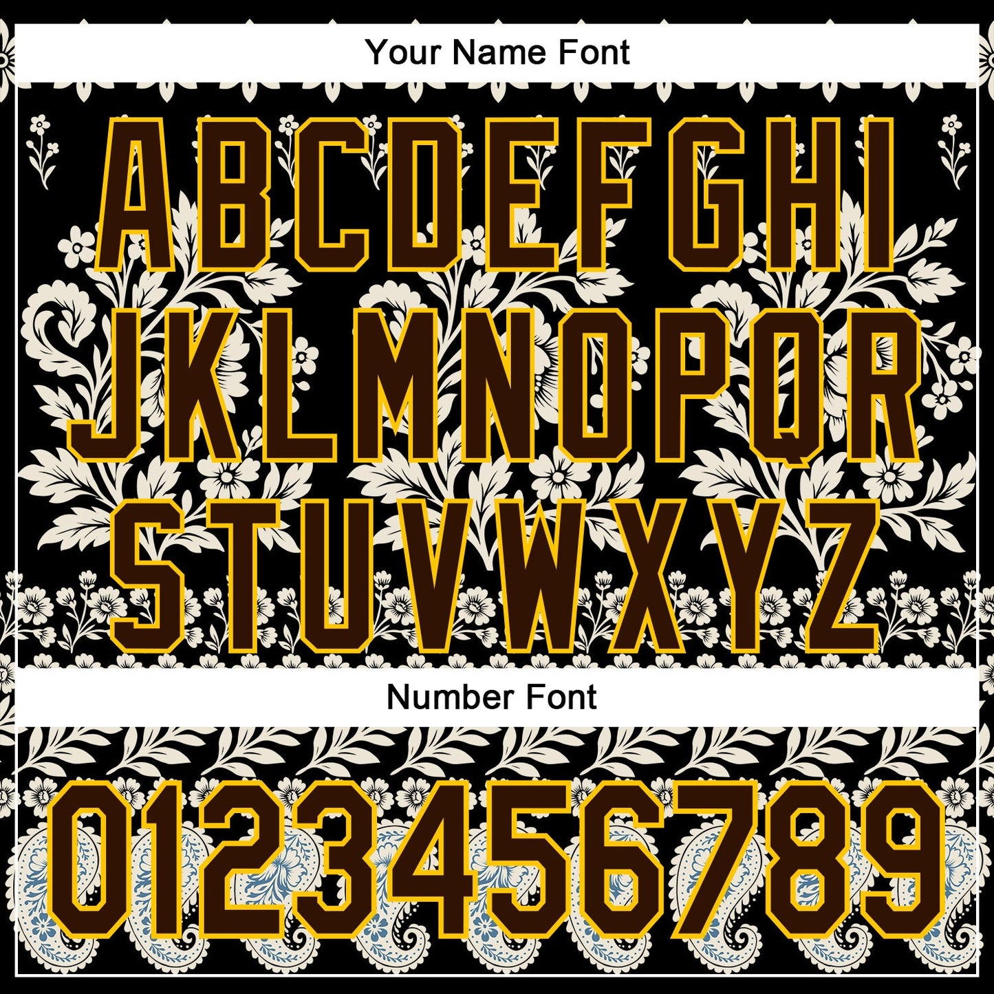 Custom Stitched Black Brown Cream-Yellow 3D Pattern Design Ethnic Paisley Floral Bandana Sports Pullover Sweatshirt Hoodie view 4