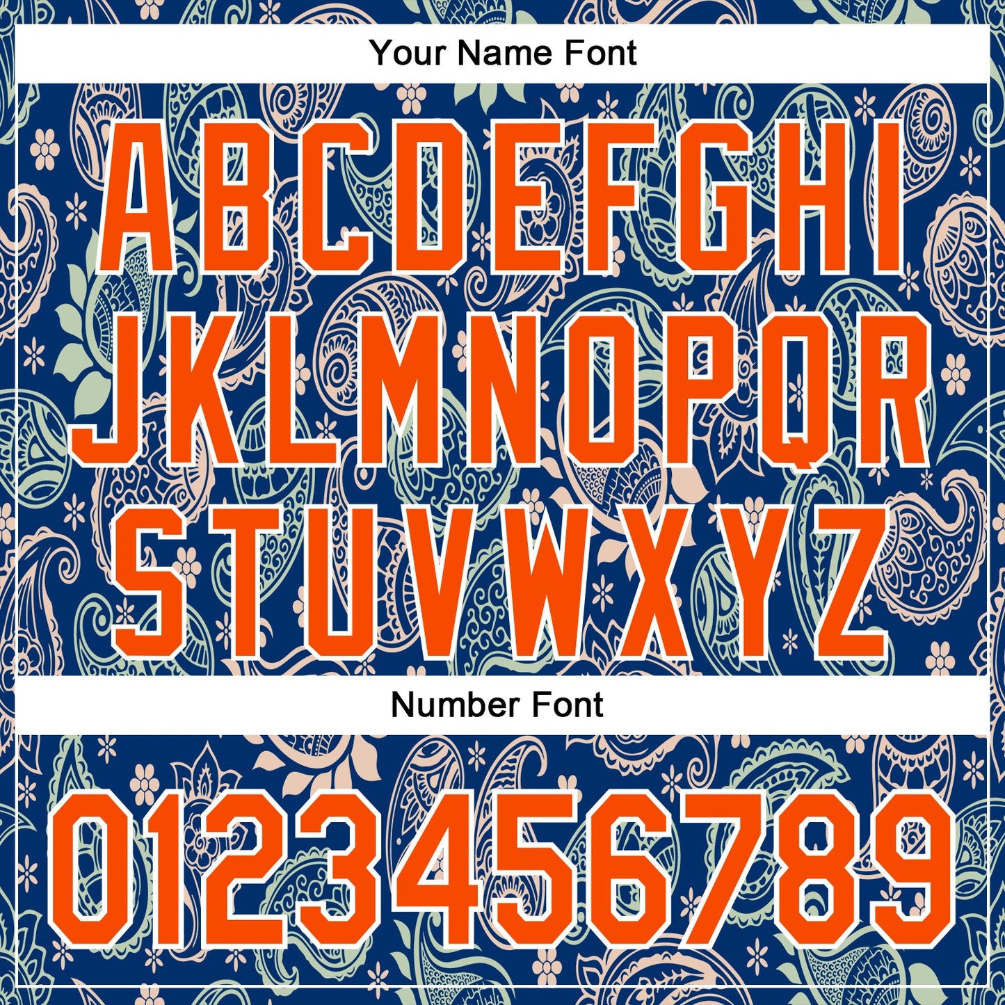 Custom Stitched US Navy Blue Orange-White 3D Pattern Design Ethnic Paisley Floral Bandana Sports Pullover Sweatshirt Hoodie view 4