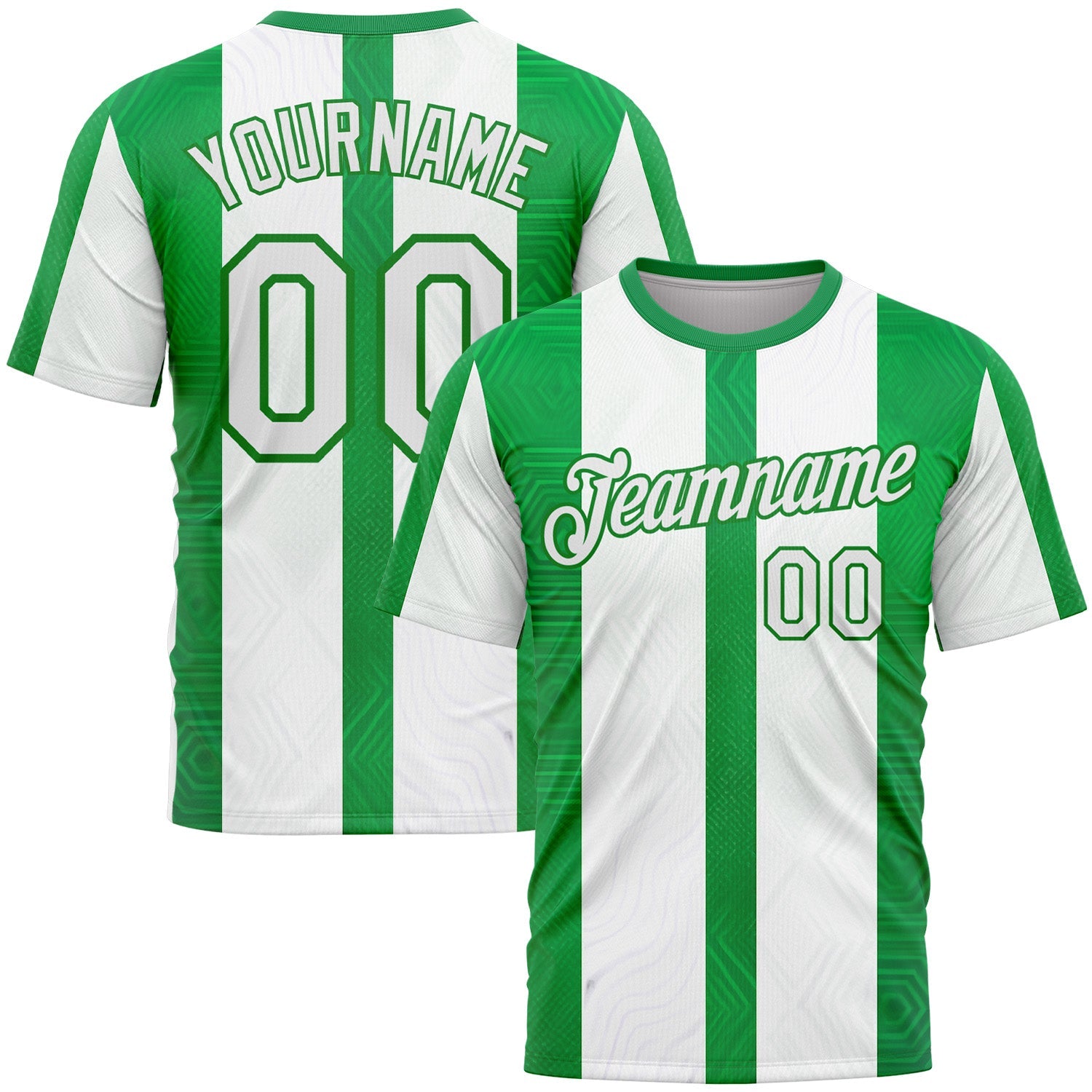 Custom White Green-Grass Green 3D Pattern Design Mexico Stripe Sportswear Performance T-Shirt - Main View