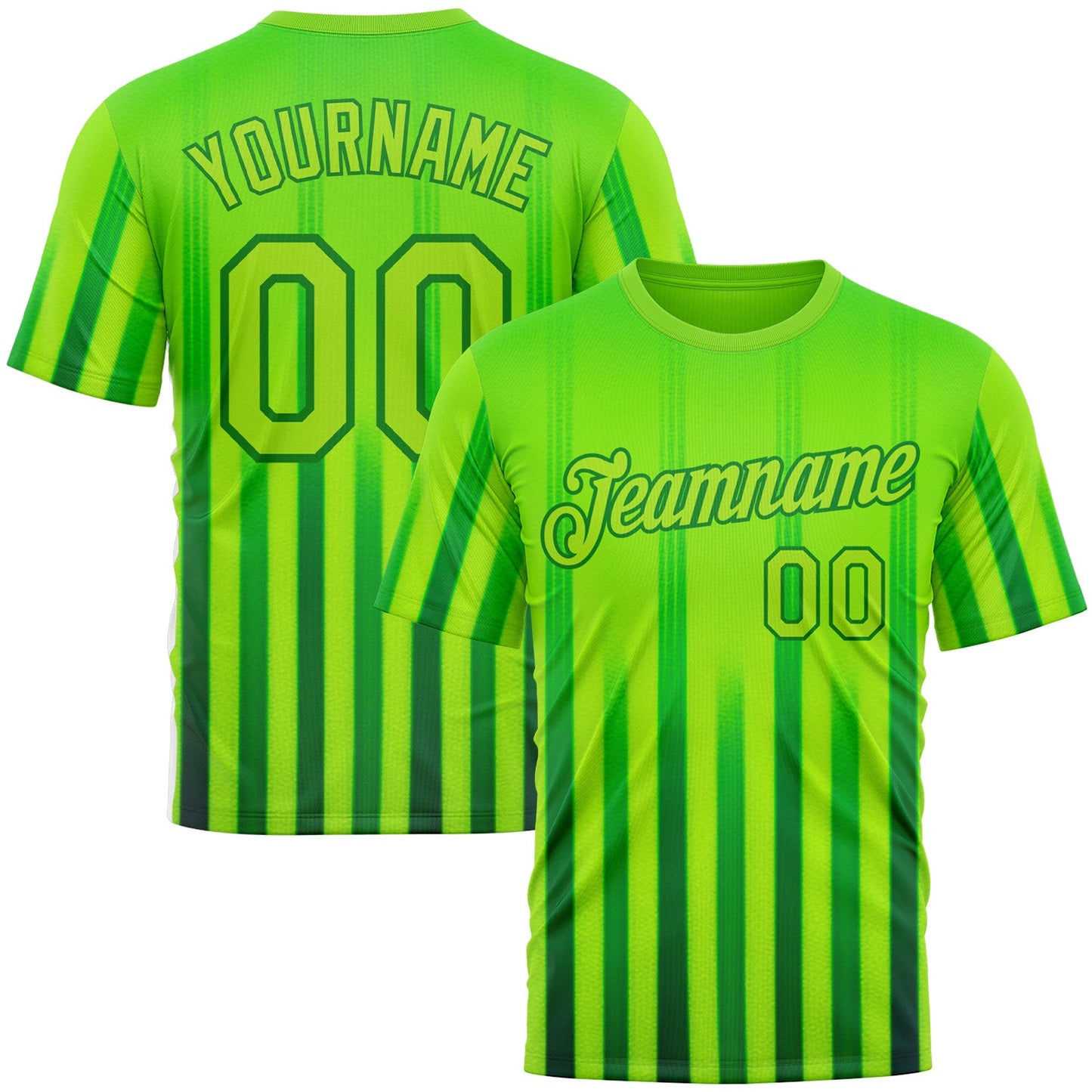 Custom Green Neon Green-Grass Green 3D Pattern Design Mexico Gradient Stripe Sportswear Performance T-Shirt - Main View