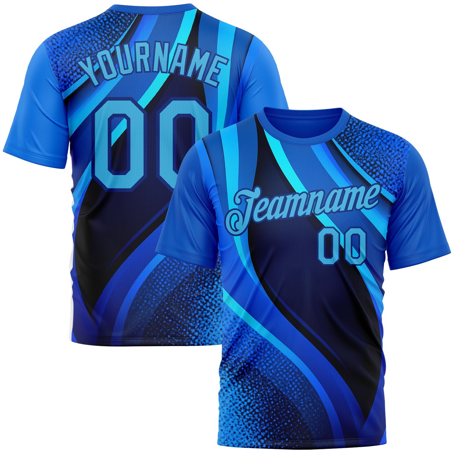 Custom Blue Sky Blue-Royal 3D Pattern Design France Wave Gradient Sportswear Performance T-Shirt - Main View